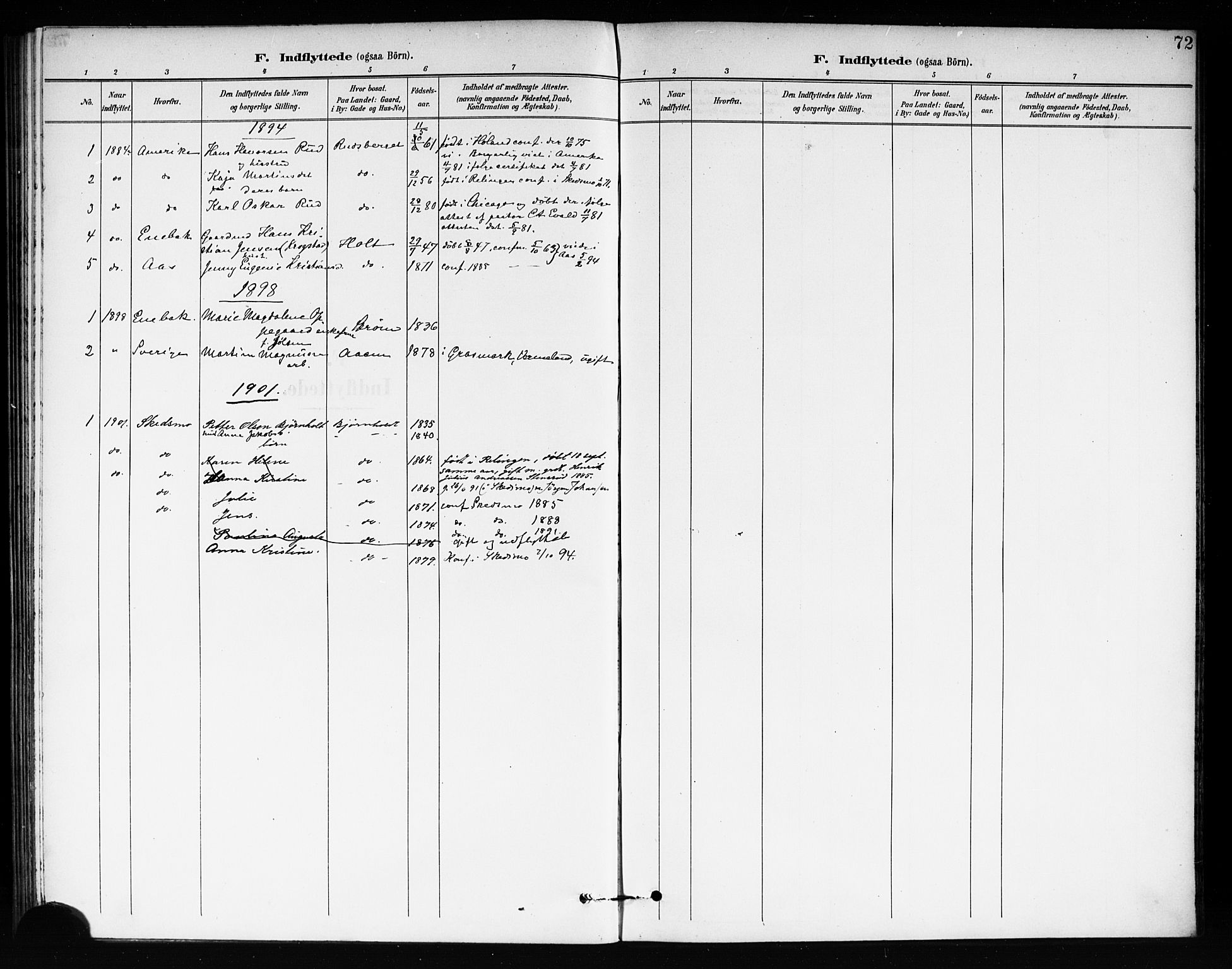 Fet prestekontor Kirkebøker, AV/SAO-A-10370a/F/Fb/L0002: Parish register (official) no. II 2, 1892-1904, p. 72