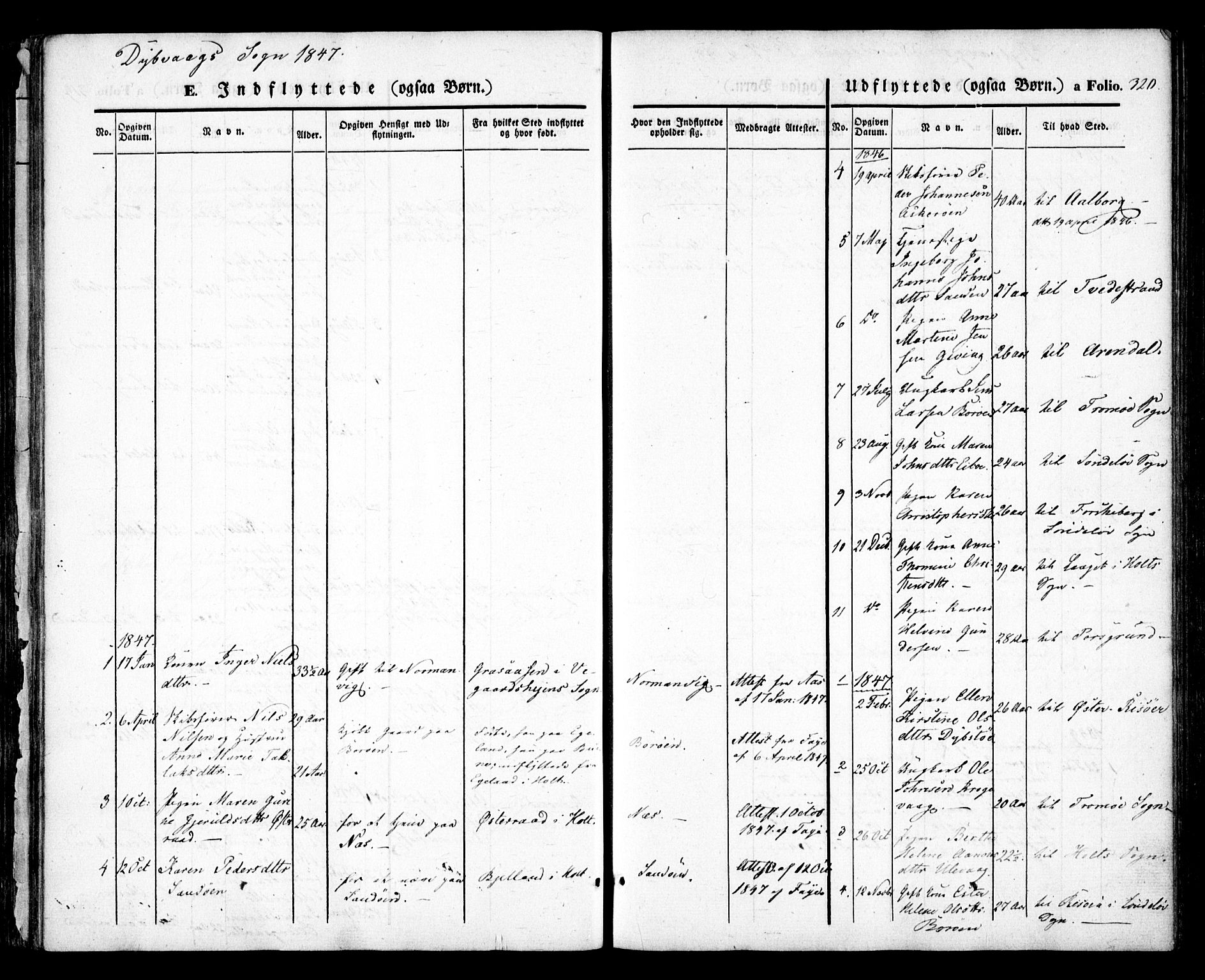 Dypvåg sokneprestkontor, AV/SAK-1111-0007/F/Fa/Faa/L0005: Parish register (official) no. A 5, 1841-1854, p. 320