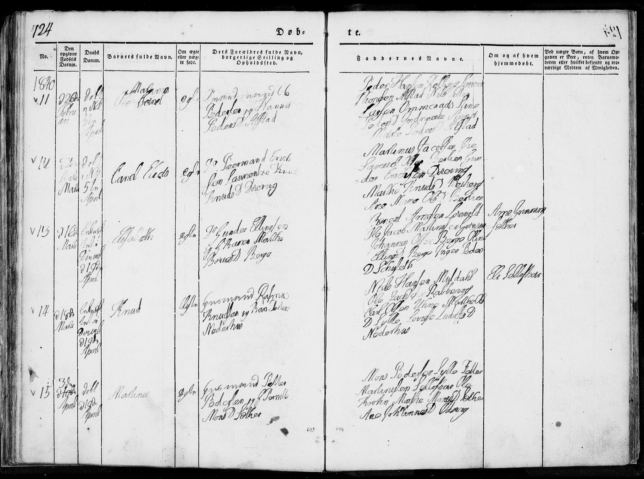 Ministerialprotokoller, klokkerbøker og fødselsregistre - Møre og Romsdal, AV/SAT-A-1454/519/L0247: Parish register (official) no. 519A06, 1827-1846, p. 124