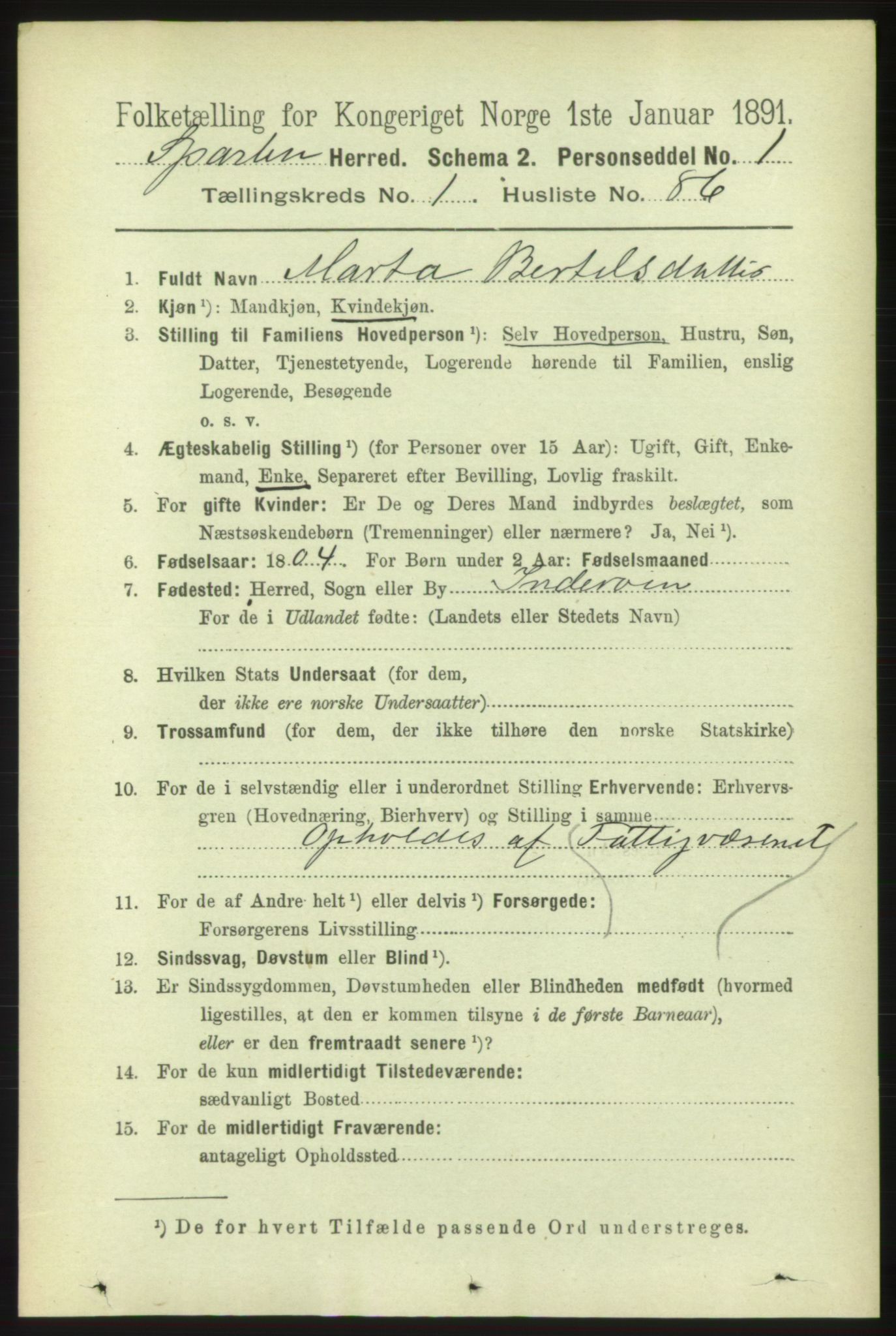 RA, 1891 census for 1731 Sparbu, 1891, p. 626