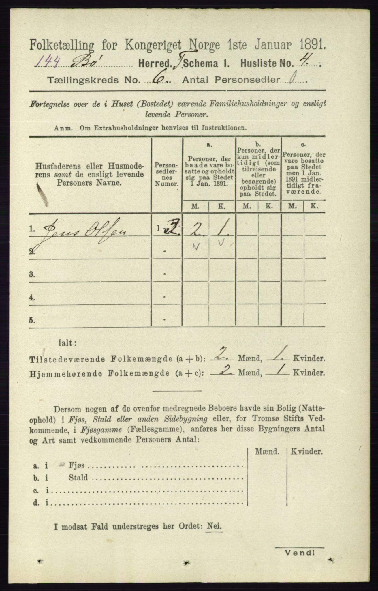 RA, 1891 census for 0821 Bø, 1891, p. 1841