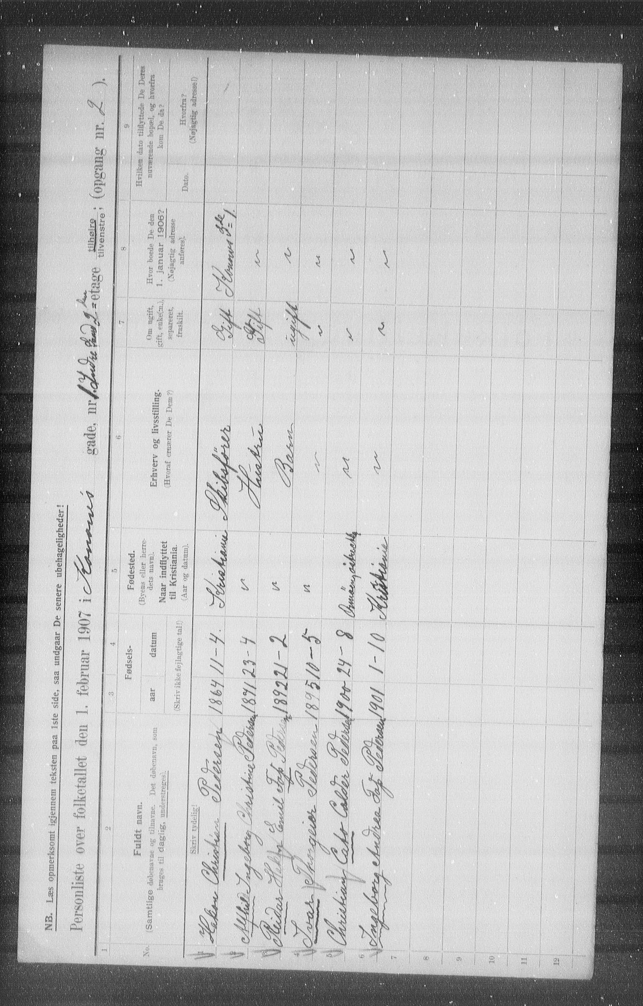 OBA, Municipal Census 1907 for Kristiania, 1907, p. 27014