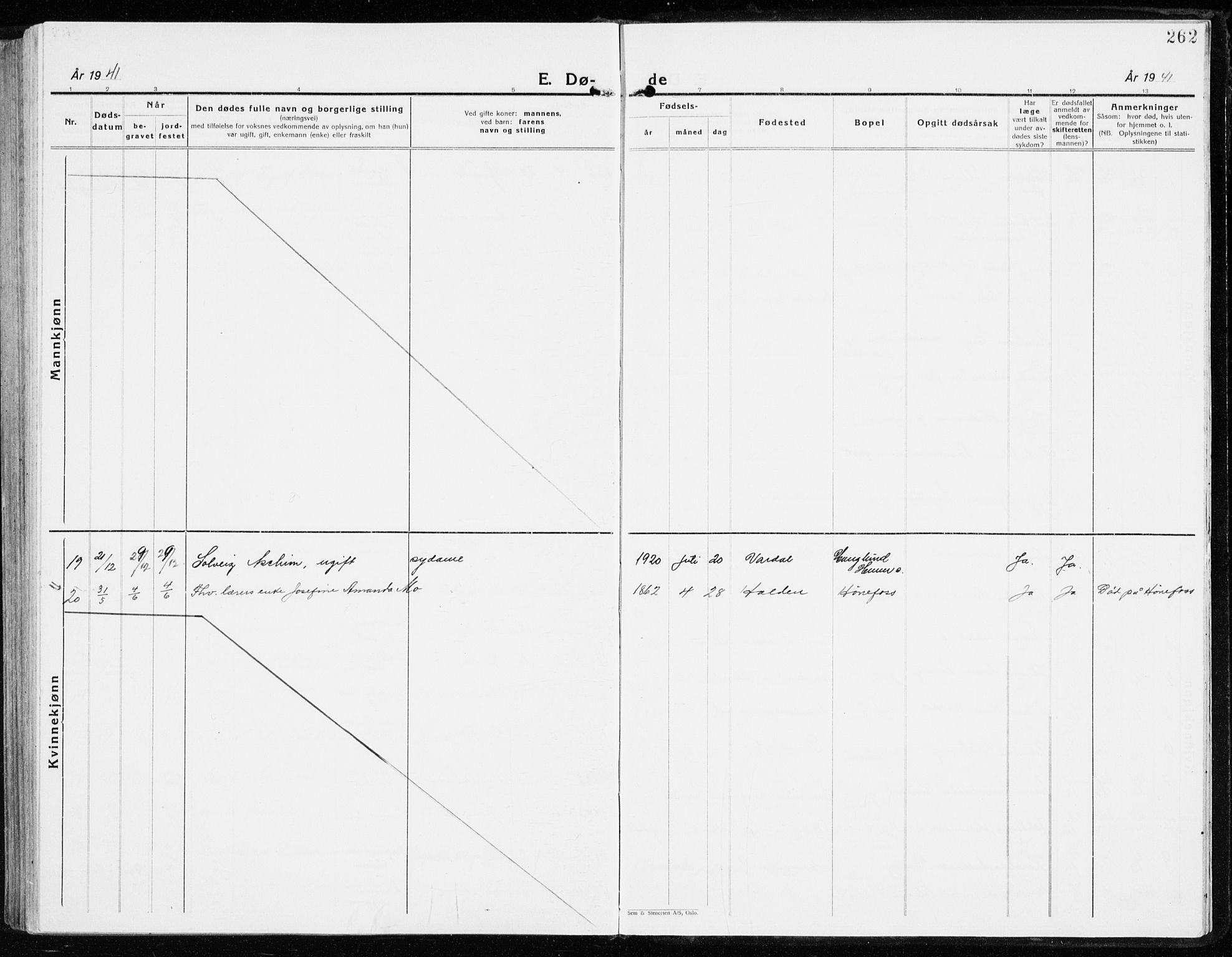 Vardal prestekontor, AV/SAH-PREST-100/H/Ha/Haa/L0018: Parish register (official) no. 18, 1930-1945, p. 262