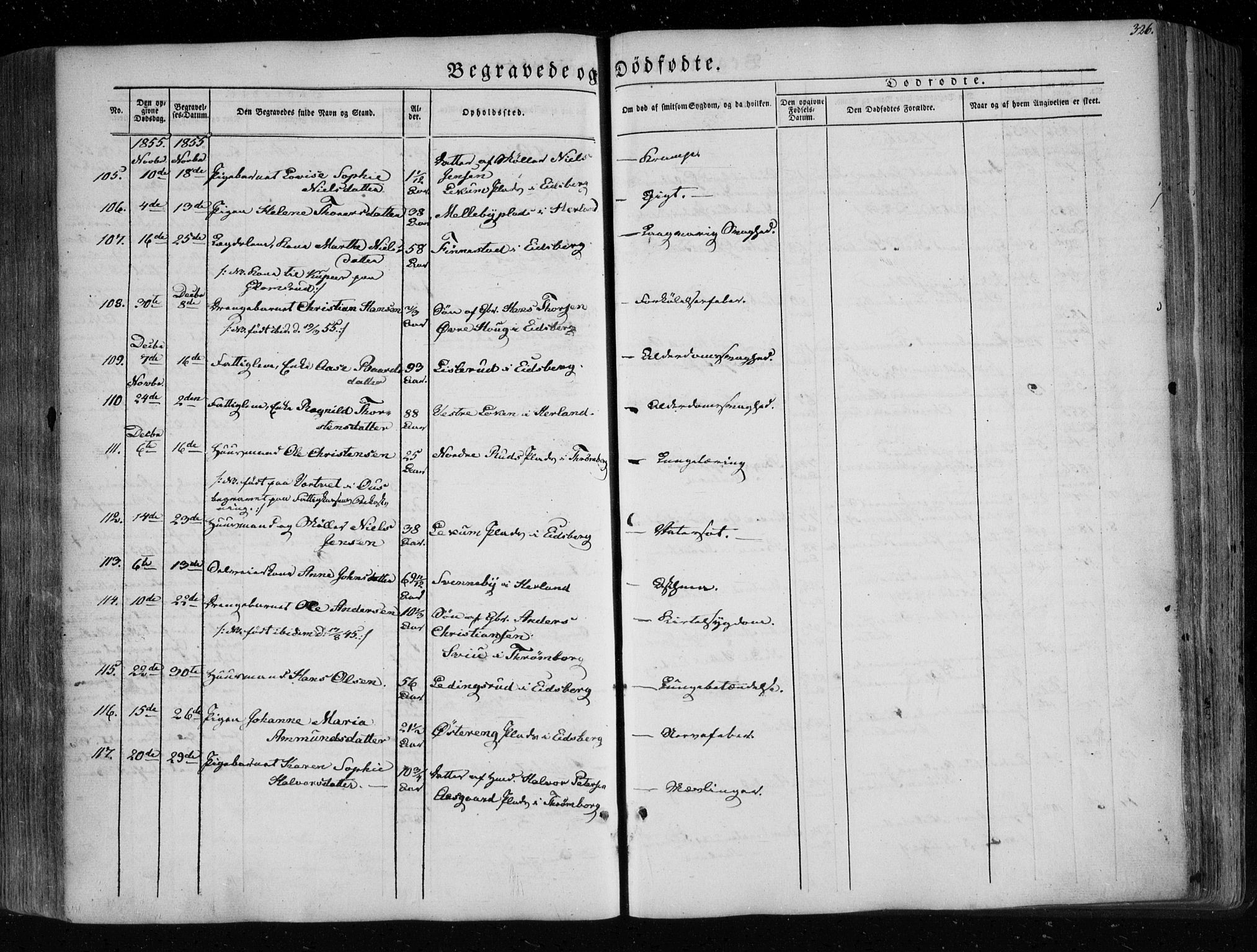 Eidsberg prestekontor Kirkebøker, SAO/A-10905/F/Fa/L0009: Parish register (official) no. I 9, 1849-1856, p. 326