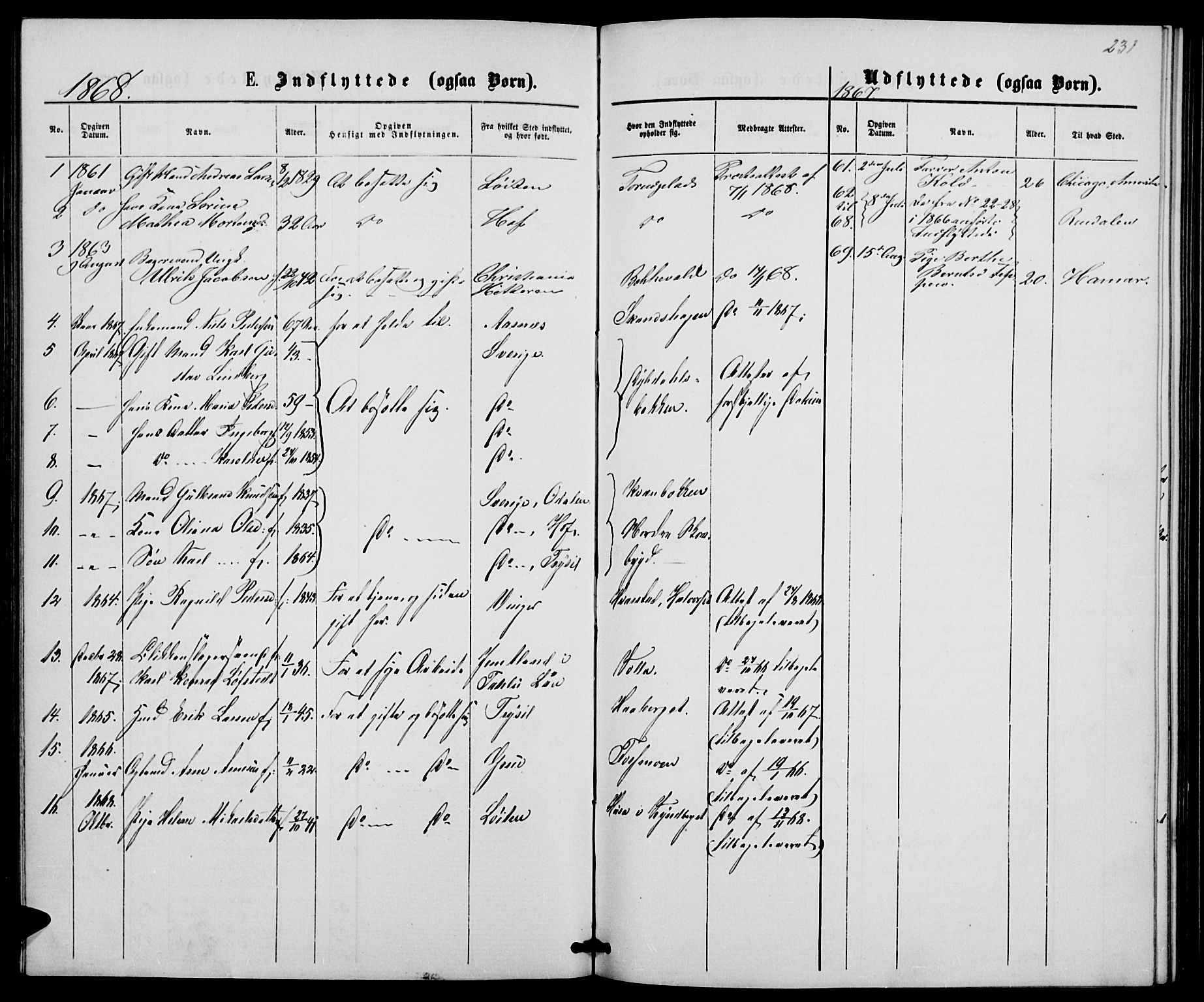 Elverum prestekontor, SAH/PREST-044/H/Ha/Hab/L0004: Parish register (copy) no. 4, 1866-1874, p. 231