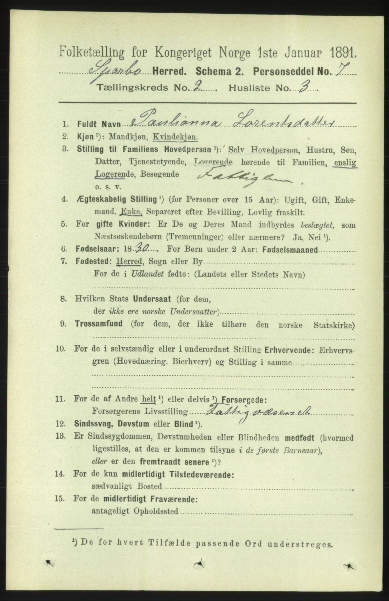 RA, 1891 census for 1731 Sparbu, 1891, p. 687