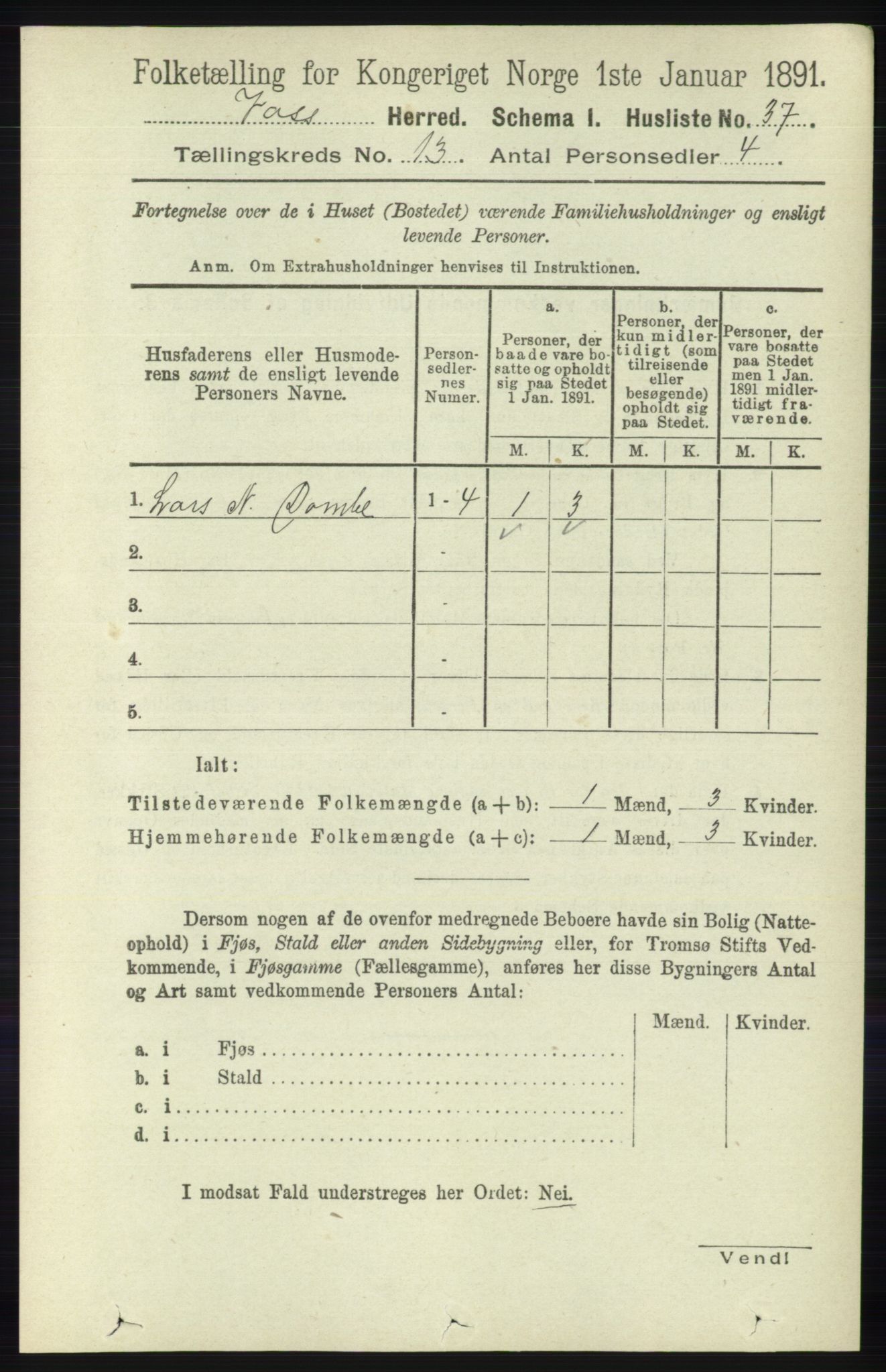 RA, 1891 census for 1235 Voss, 1891, p. 6873