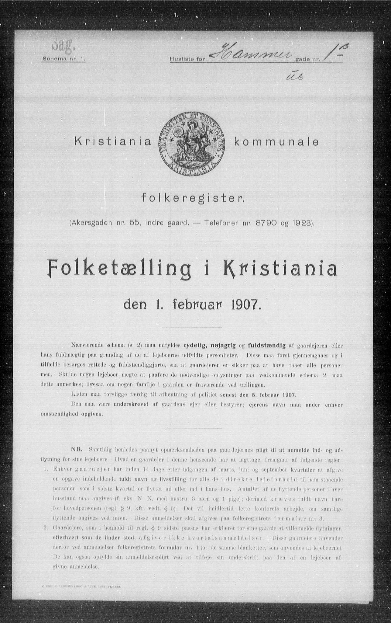 OBA, Municipal Census 1907 for Kristiania, 1907, p. 17576