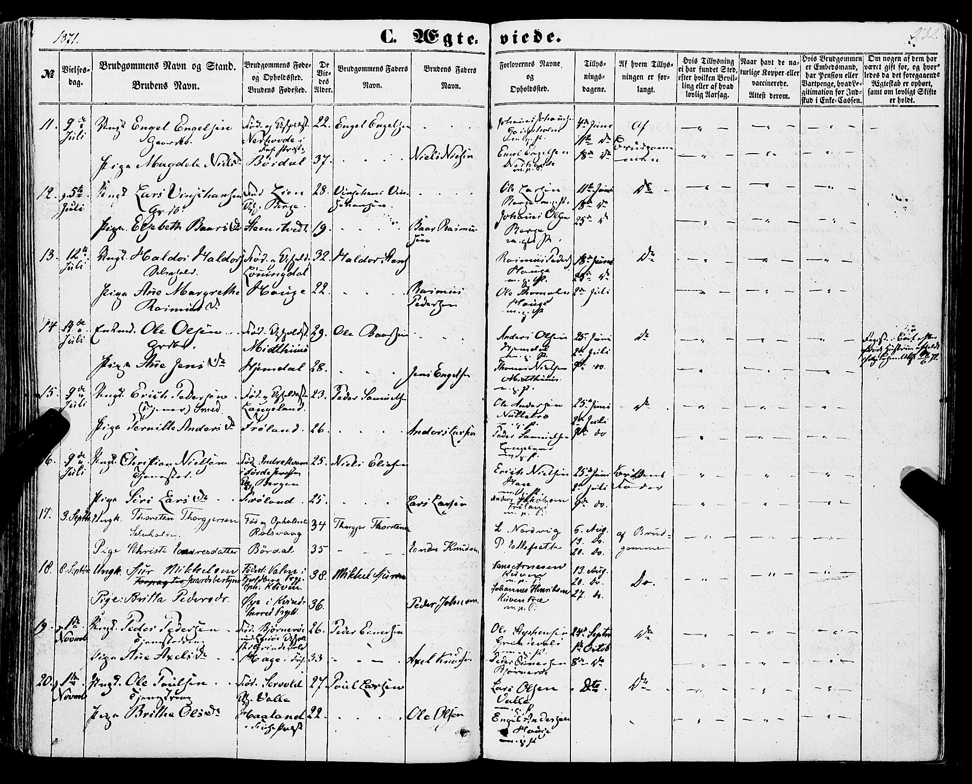 Os sokneprestembete, SAB/A-99929: Parish register (official) no. A 17, 1860-1873, p. 232
