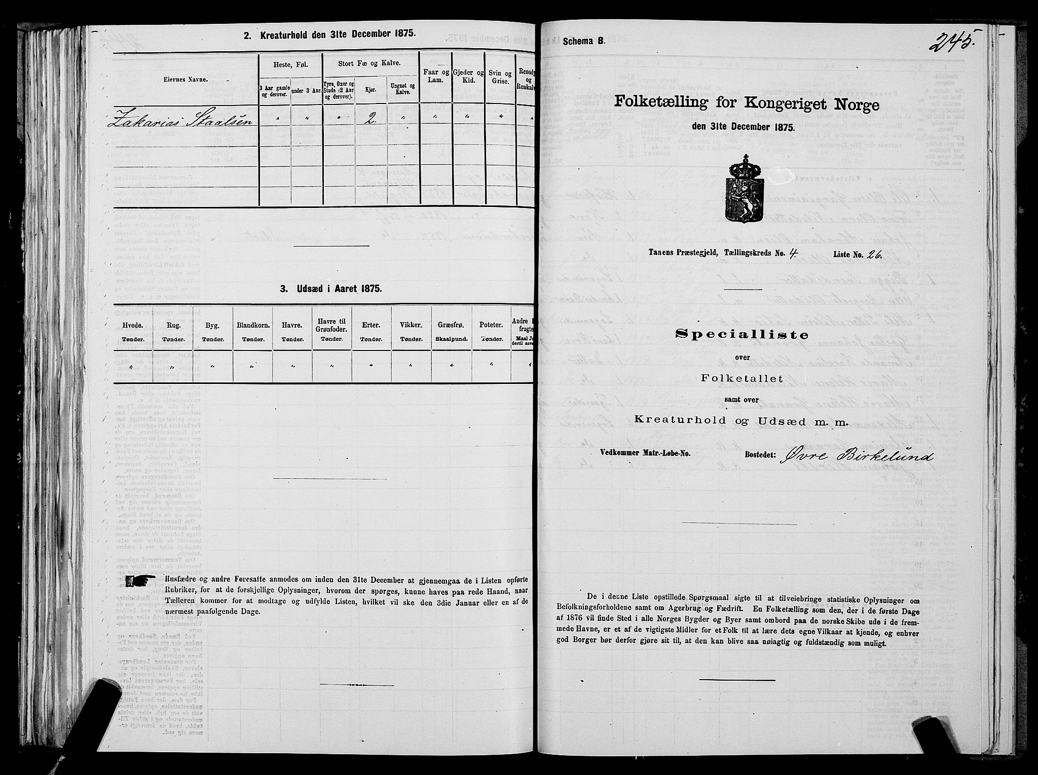 SATØ, 1875 census for 2025P Tana, 1875, p. 1245