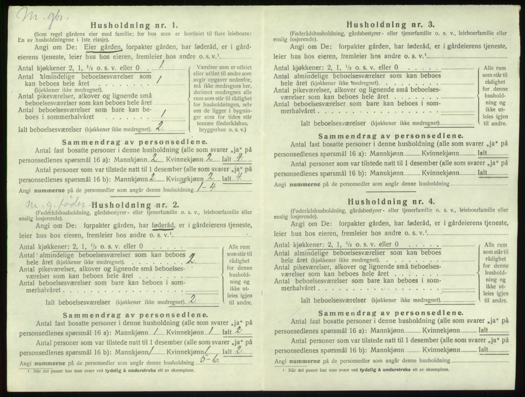 SAB, 1920 census for Vik, 1920, p. 697