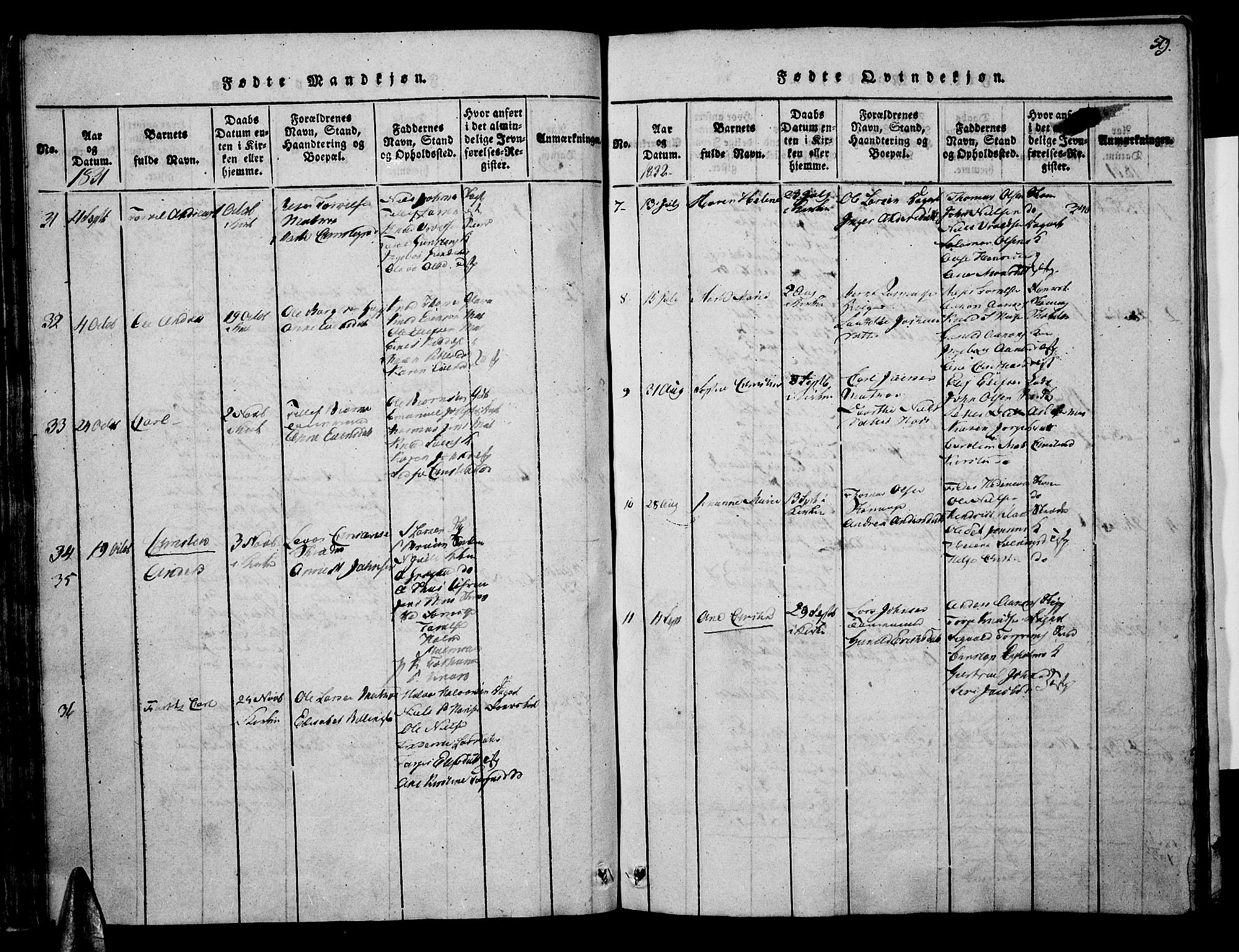 Risør sokneprestkontor, AV/SAK-1111-0035/F/Fa/L0002: Parish register (official) no. A 2, 1815-1839, p. 59