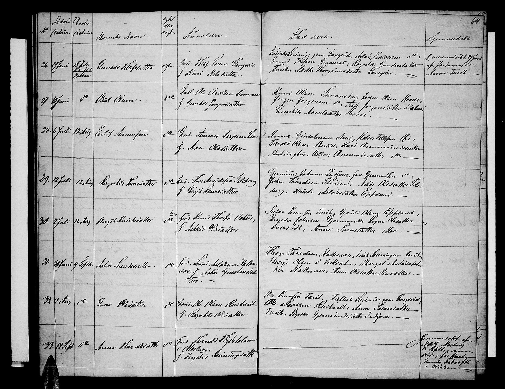 Åmli sokneprestkontor, AV/SAK-1111-0050/F/Fb/Fbc/L0002: Parish register (copy) no. B 2, 1850-1867, p. 64