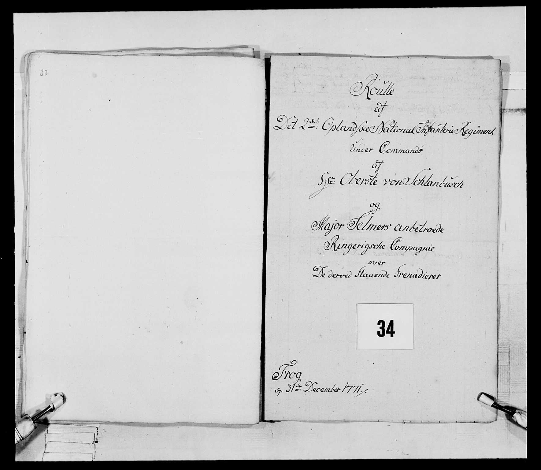 Generalitets- og kommissariatskollegiet, Det kongelige norske kommissariatskollegium, AV/RA-EA-5420/E/Eh/L0062: 2. Opplandske nasjonale infanteriregiment, 1769-1773, p. 208