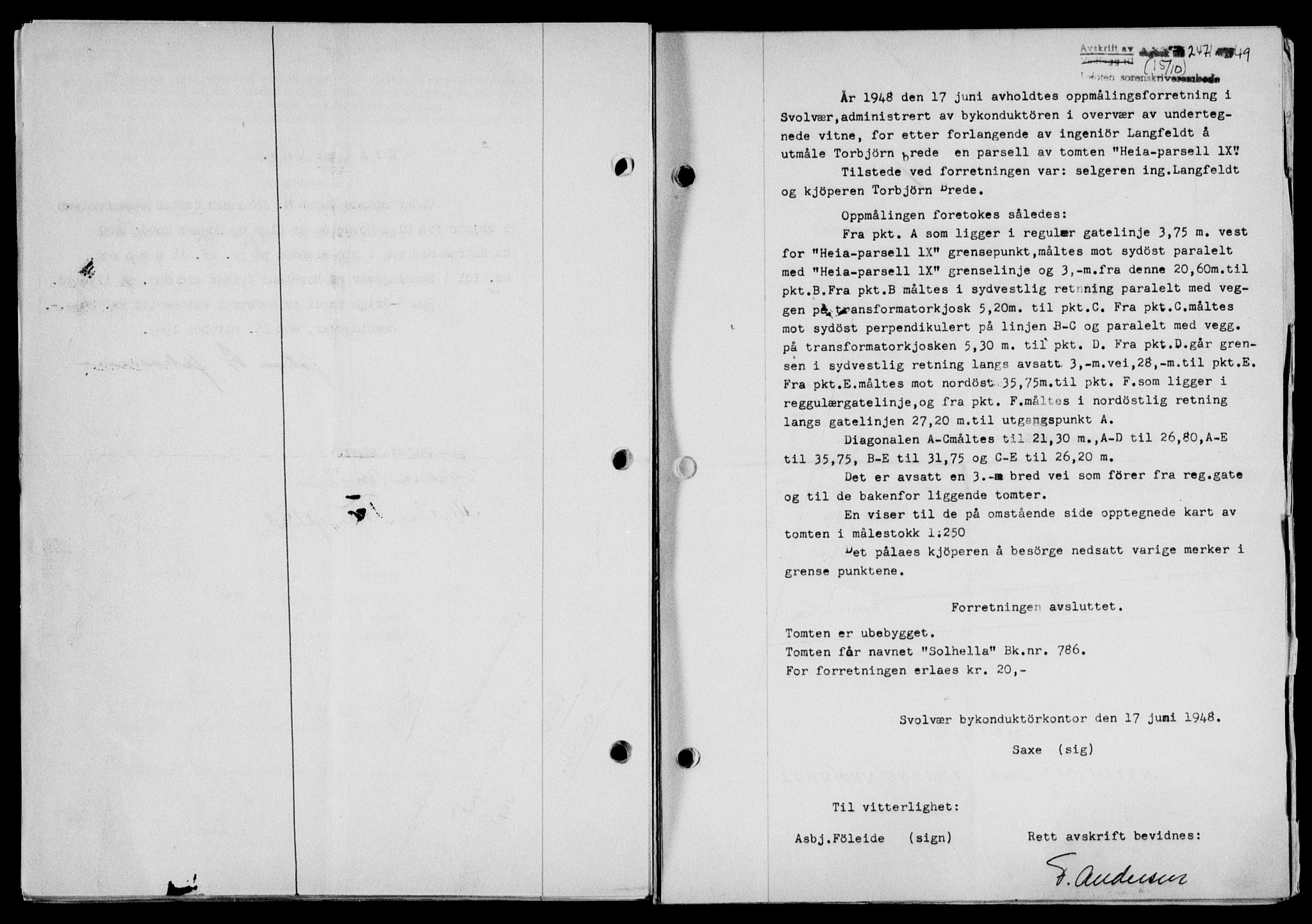 Lofoten sorenskriveri, SAT/A-0017/1/2/2C/L0022a: Mortgage book no. 22a, 1949-1950, Diary no: : 2471/1949