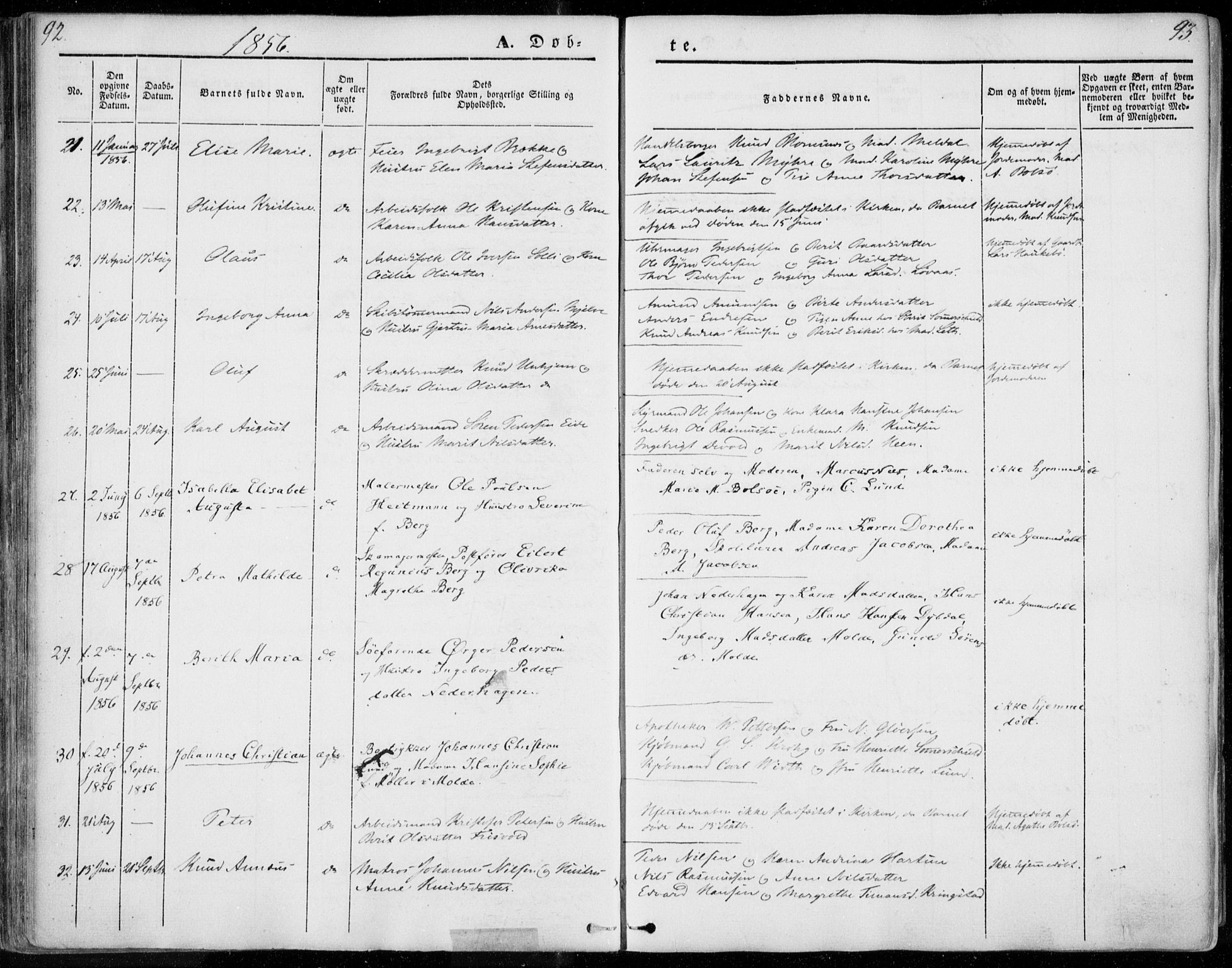 Ministerialprotokoller, klokkerbøker og fødselsregistre - Møre og Romsdal, AV/SAT-A-1454/558/L0689: Parish register (official) no. 558A03, 1843-1872, p. 92-93