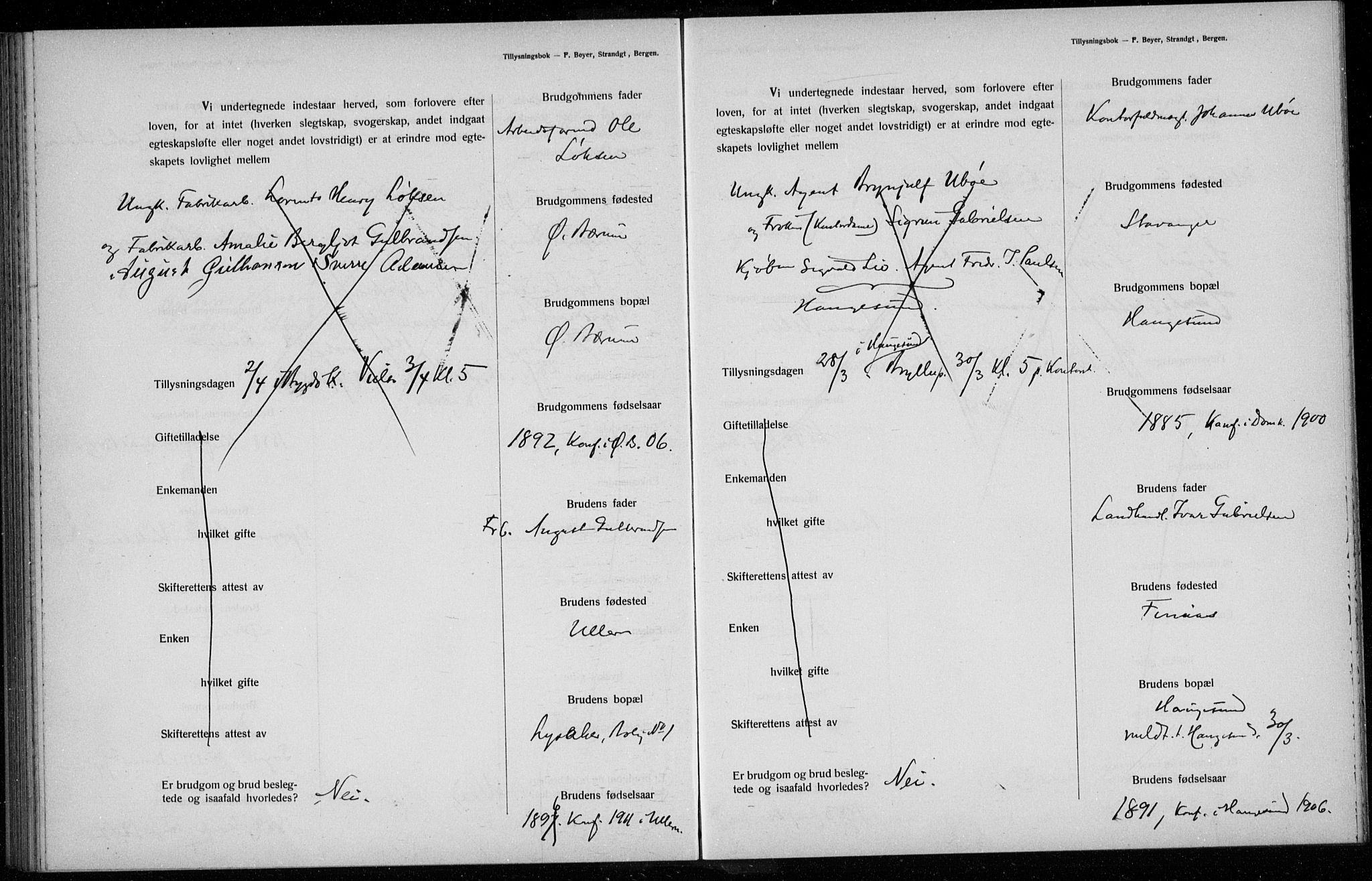 Ullern prestekontor Kirkebøker, SAO/A-10740/H/L0001: Banns register no. 1, 1911-1916