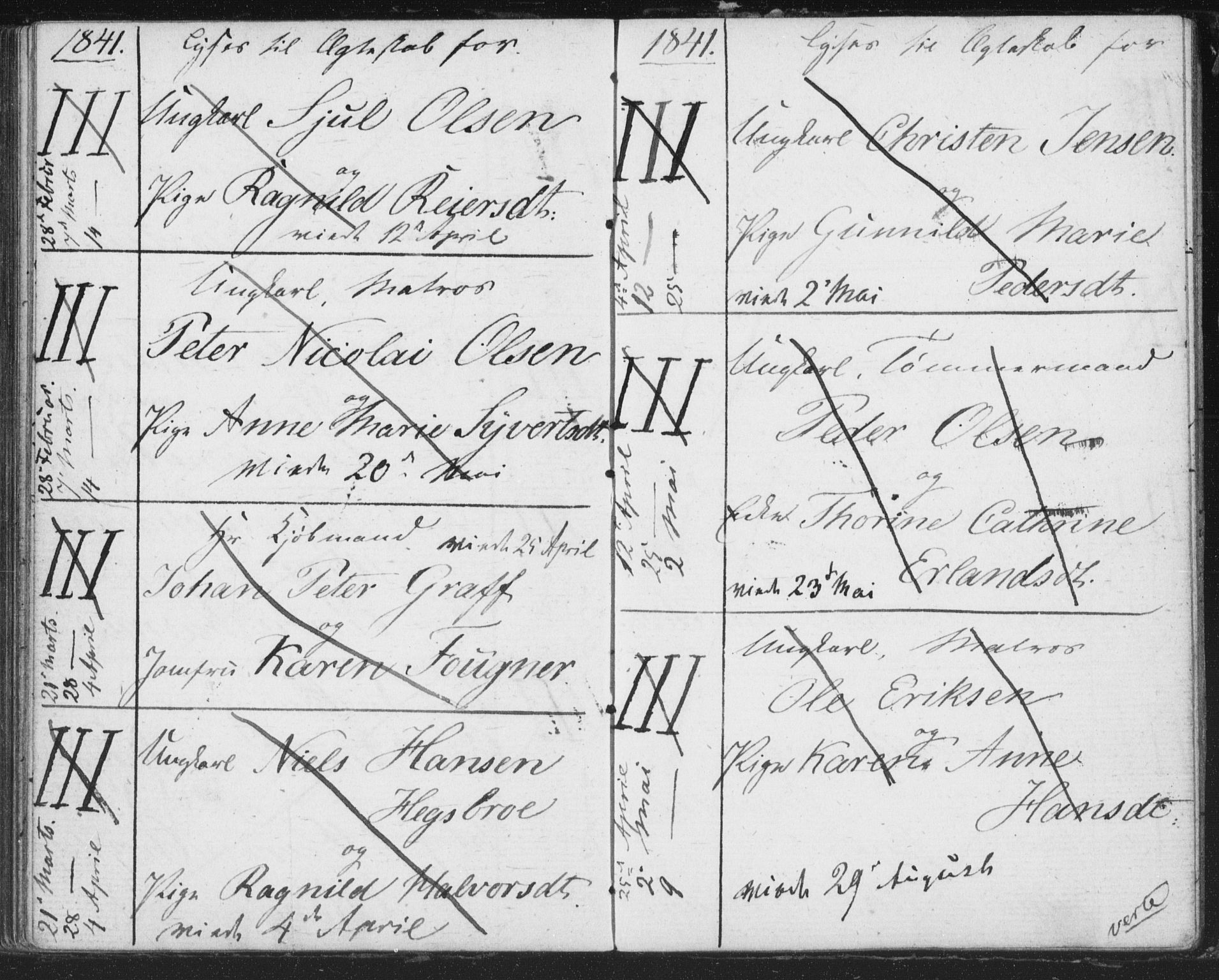 Bragernes kirkebøker, AV/SAKO-A-6/H/Ha/L0002: Banns register no. 2, 1832-1846