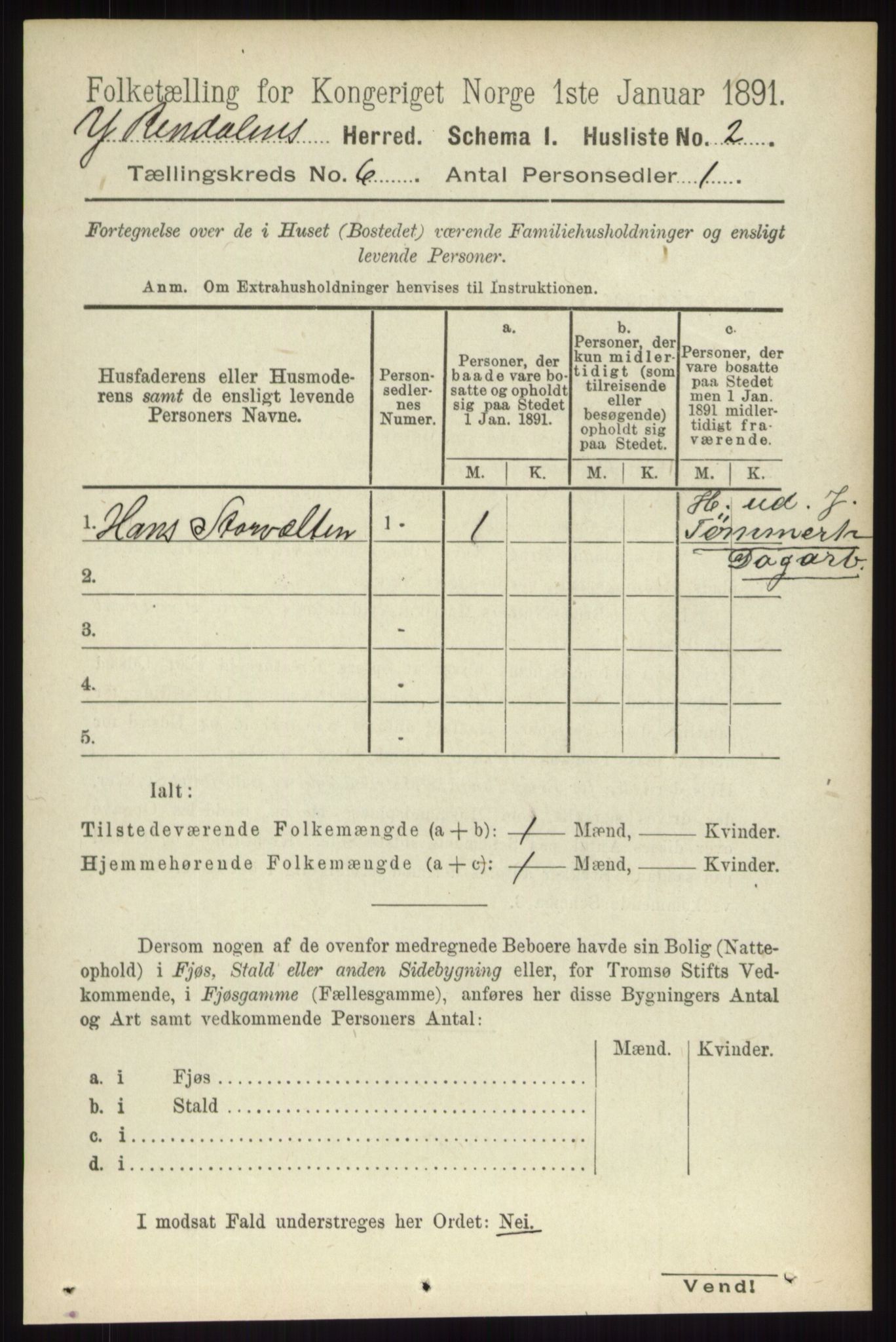 RA, 1891 census for 0432 Ytre Rendal, 1891, p. 1631