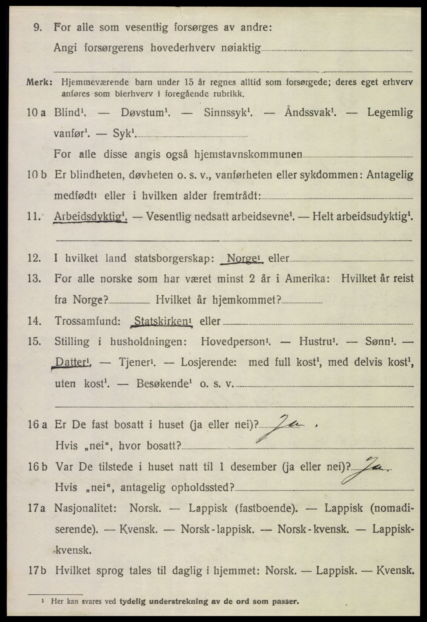 SAT, 1920 census for Grong, 1920, p. 2180