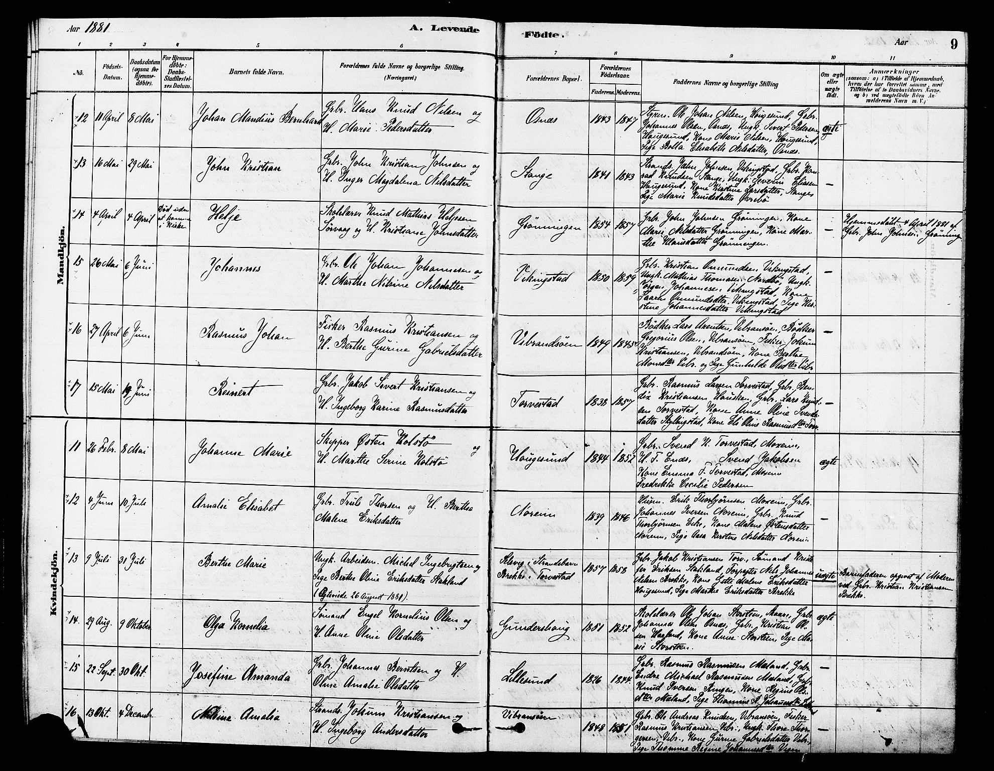 Torvastad sokneprestkontor, SAST/A -101857/H/Ha/Haa/L0014: Parish register (official) no. A 13, 1879-1888, p. 9