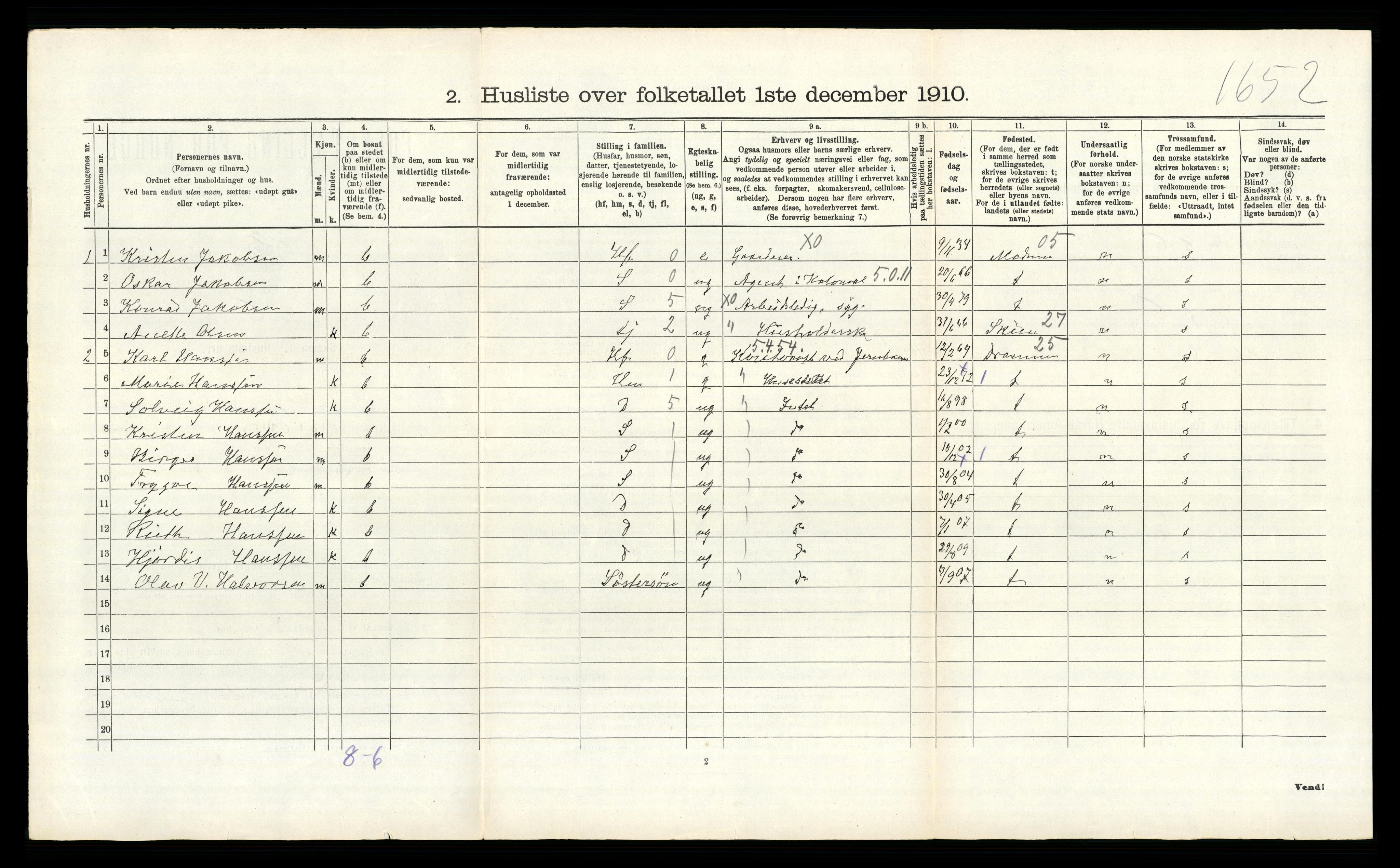 RA, 1910 census for Skoger, 1910, p. 301