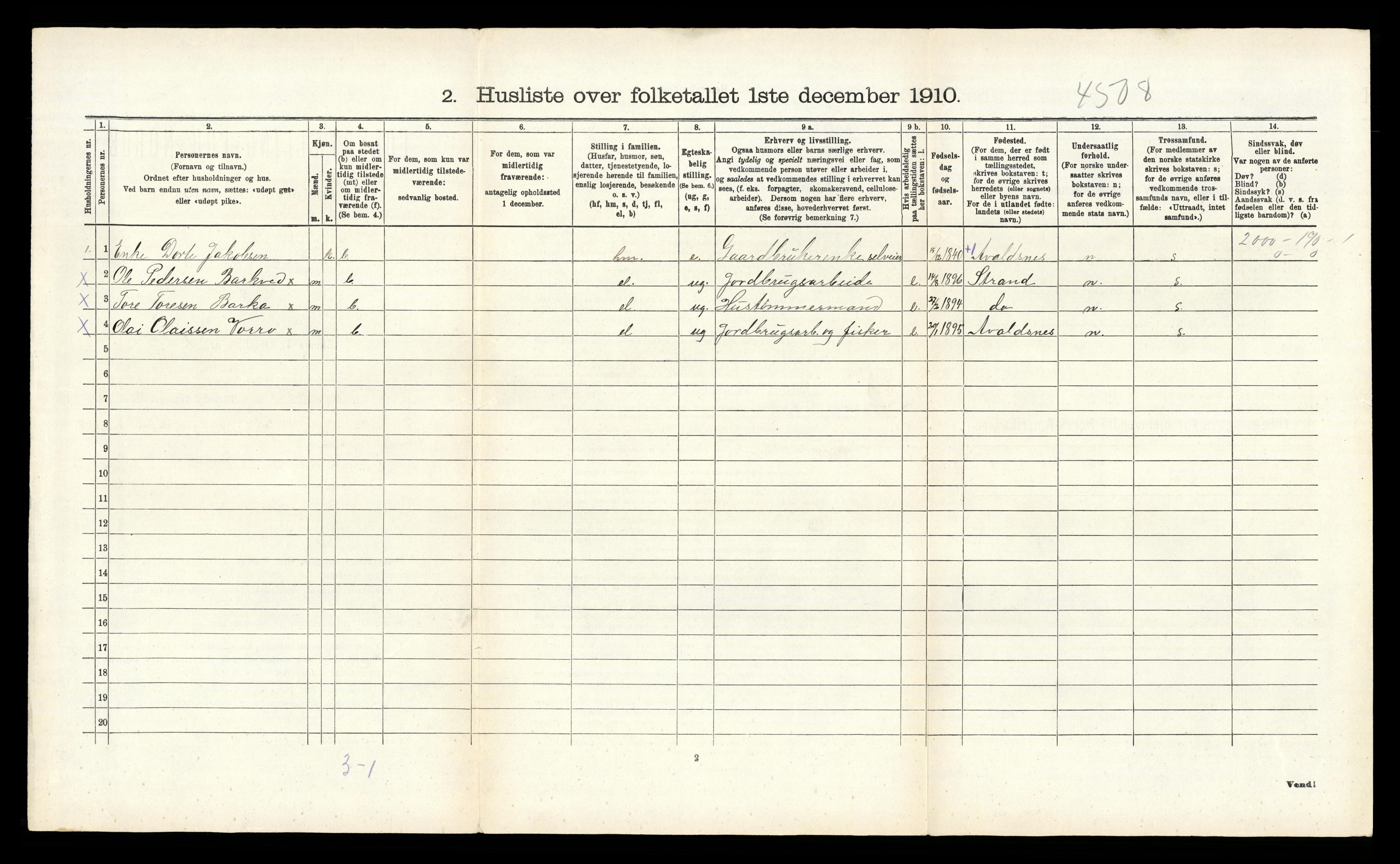 RA, 1910 census for Kopervik, 1910, p. 236