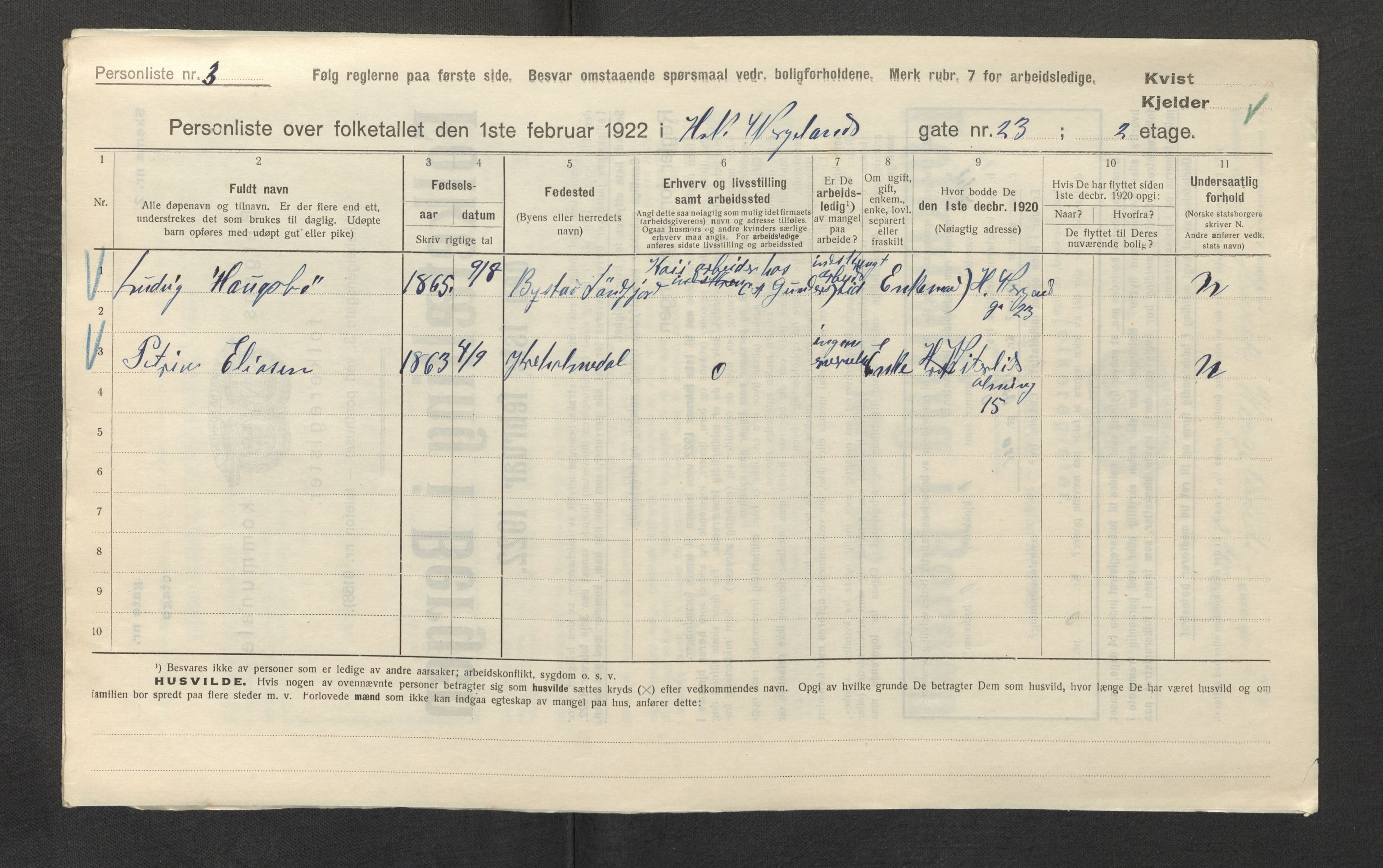 SAB, Municipal Census 1922 for Bergen, 1922, p. 14776