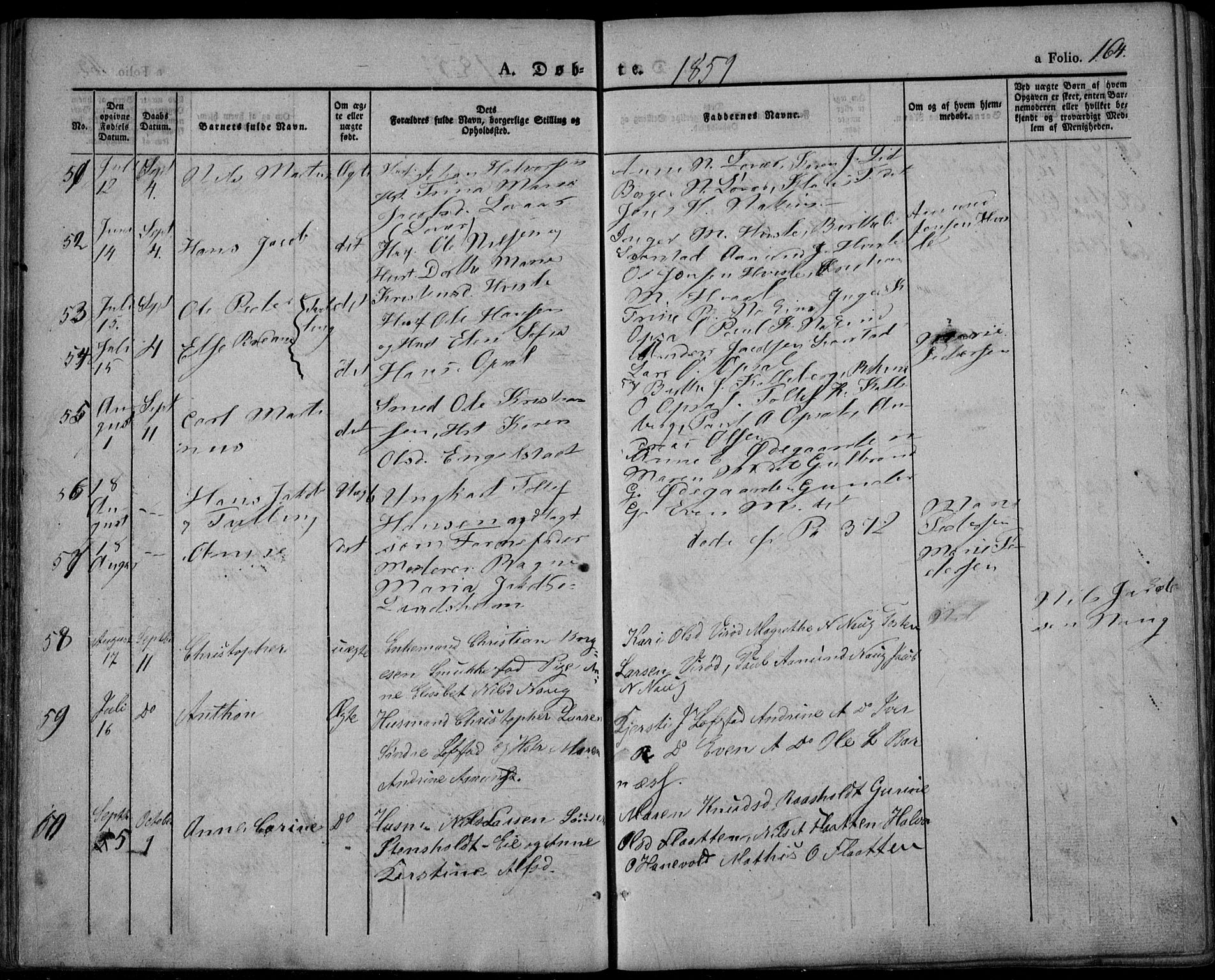 Lardal kirkebøker, AV/SAKO-A-350/F/Fa/L0006: Parish register (official) no. I 6, 1835-1860, p. 164