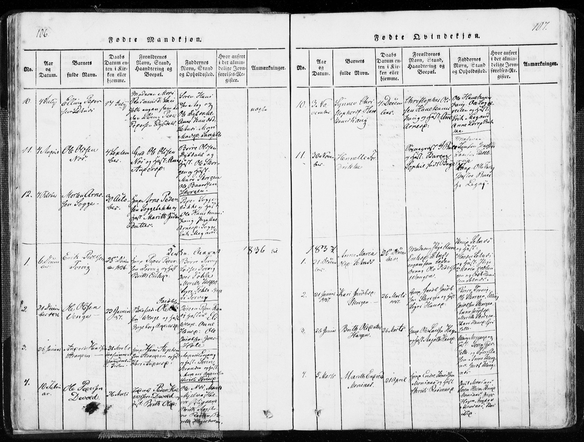 Ministerialprotokoller, klokkerbøker og fødselsregistre - Møre og Romsdal, AV/SAT-A-1454/544/L0571: Parish register (official) no. 544A04, 1818-1853, p. 106-107