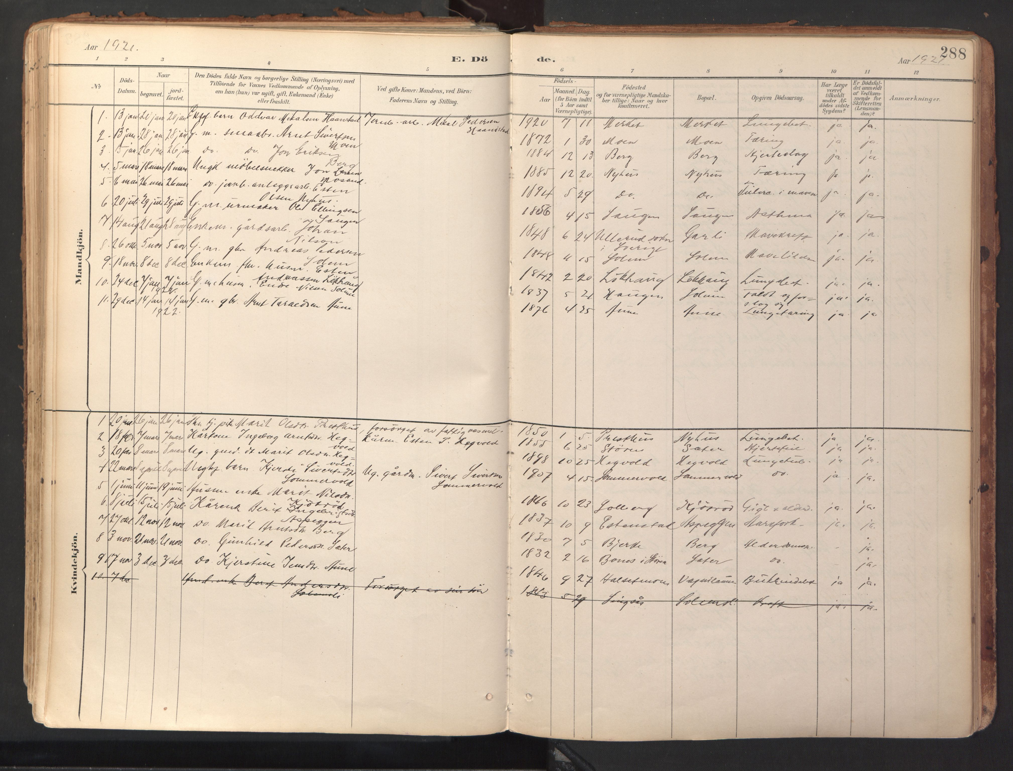 Ministerialprotokoller, klokkerbøker og fødselsregistre - Sør-Trøndelag, SAT/A-1456/689/L1041: Parish register (official) no. 689A06, 1891-1923, p. 288