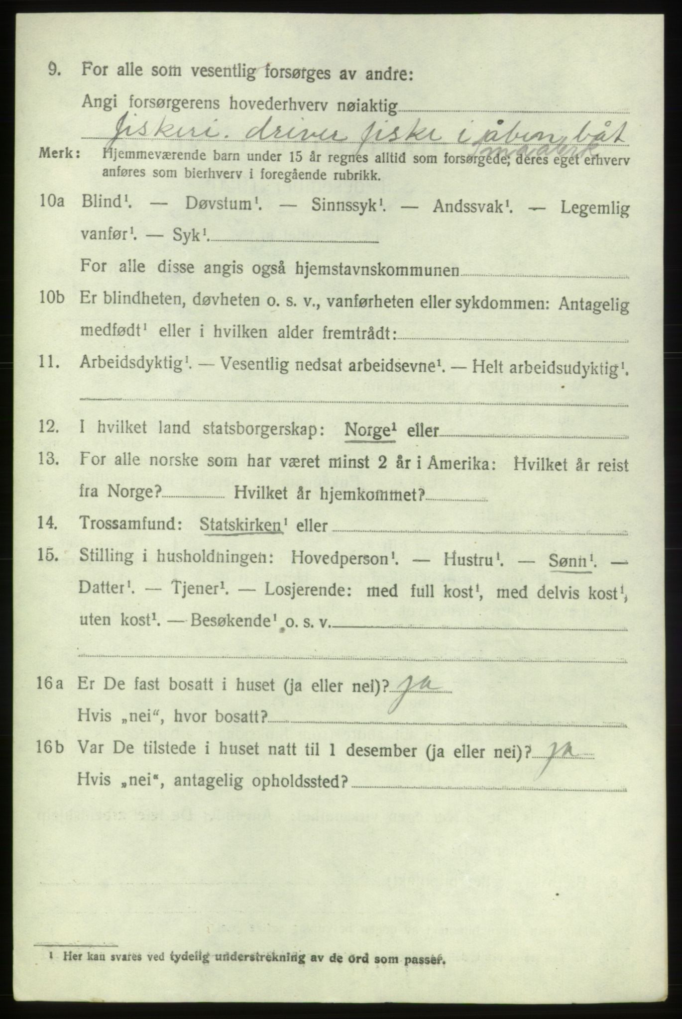 SAB, 1920 census for Bremnes, 1920, p. 1797