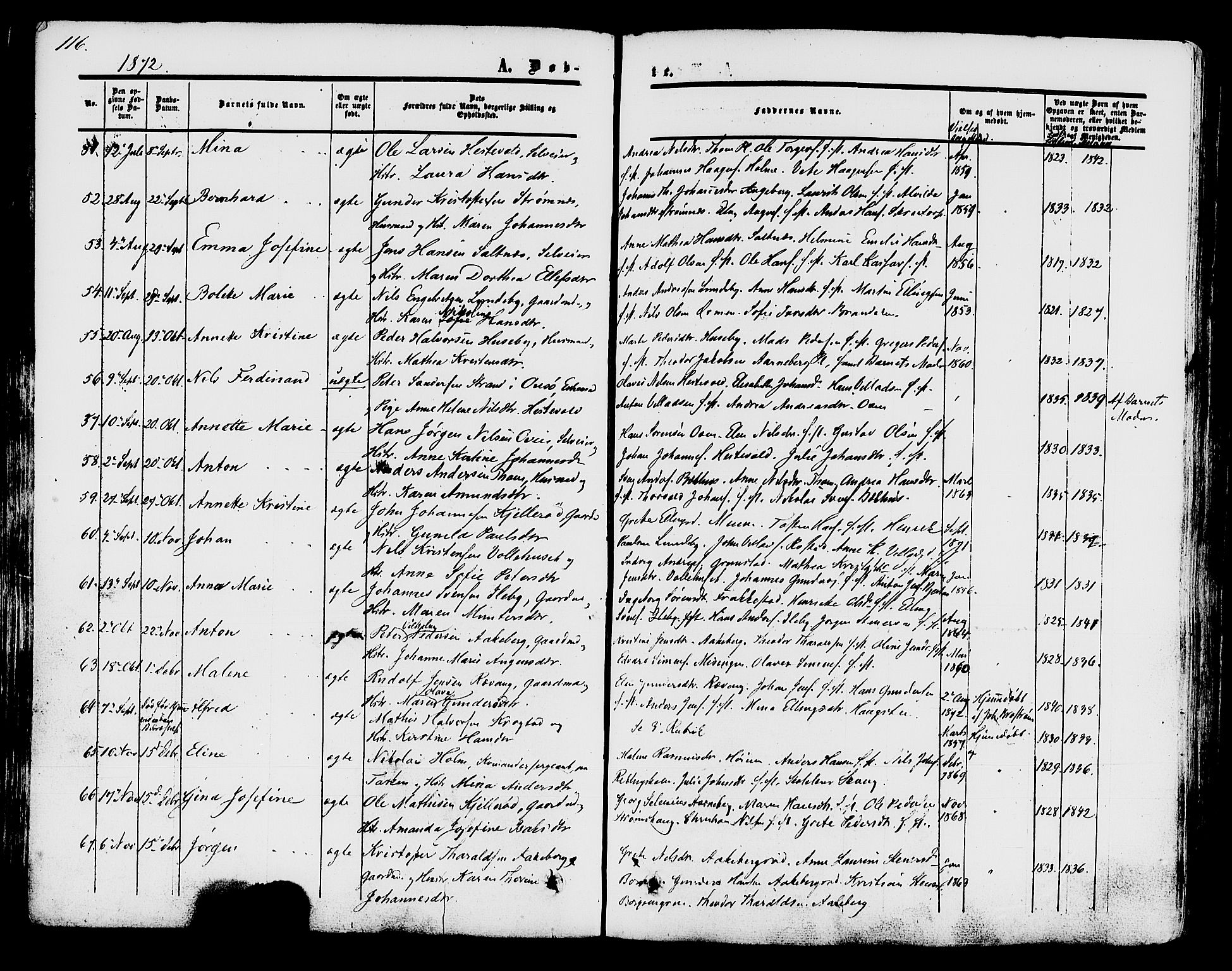 Råde prestekontor kirkebøker, AV/SAO-A-2009/F/Fa/L0006: Parish register (official) no. 6, 1854-1877, p. 116