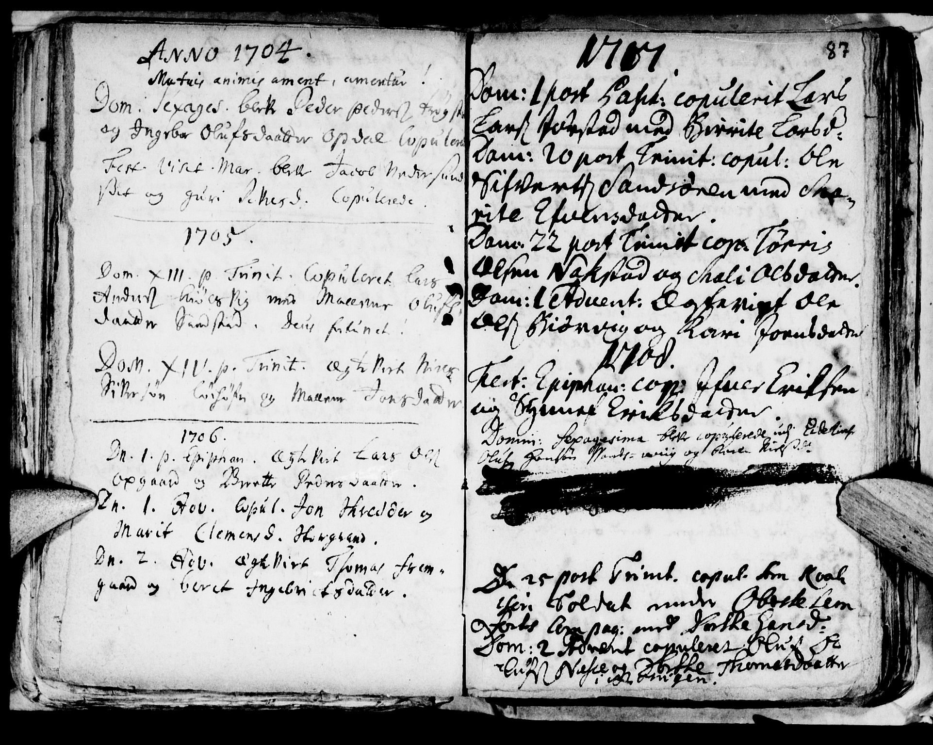 Ministerialprotokoller, klokkerbøker og fødselsregistre - Nord-Trøndelag, SAT/A-1458/722/L0214: Parish register (official) no. 722A01, 1692-1718, p. 87