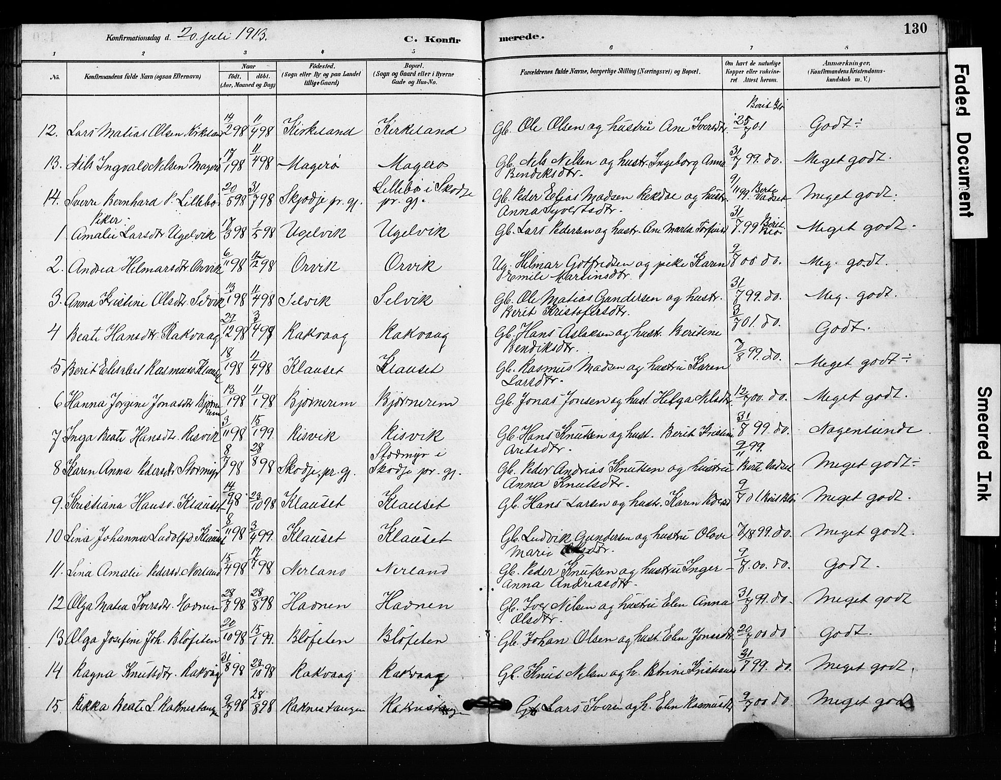 Ministerialprotokoller, klokkerbøker og fødselsregistre - Møre og Romsdal, AV/SAT-A-1454/563/L0737: Parish register (copy) no. 563C01, 1878-1916, p. 130