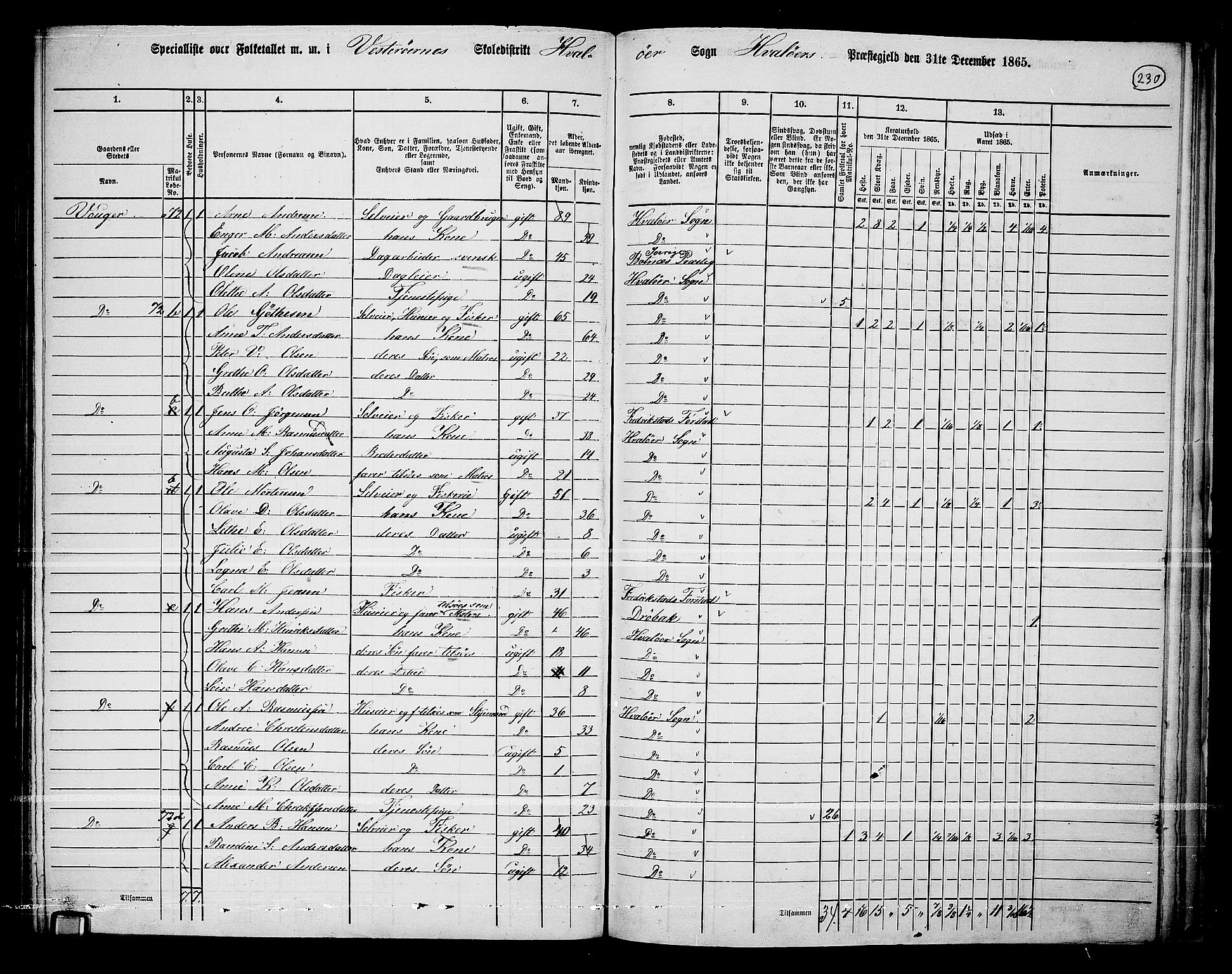 RA, 1865 census for Hvaler, 1865, p. 64