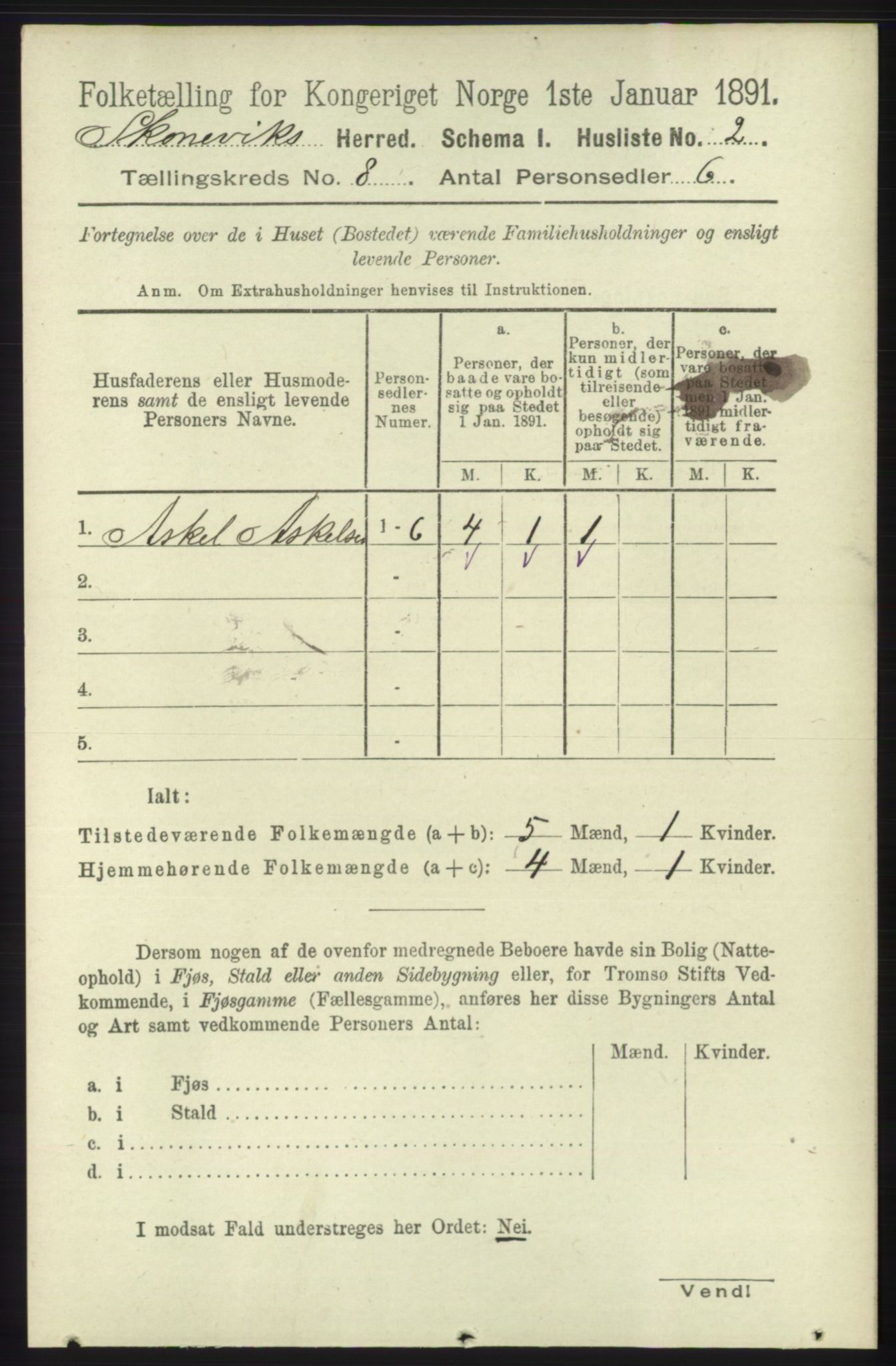 RA, 1891 census for 1212 Skånevik, 1891, p. 2132