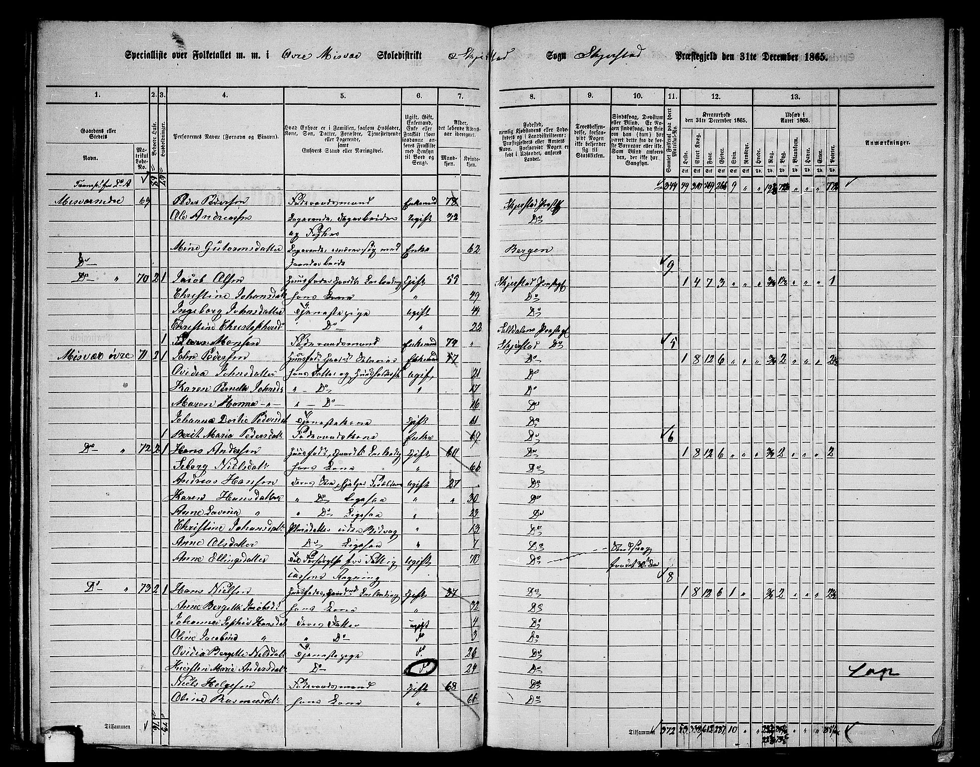 RA, 1865 census for Skjerstad, 1865, p. 68