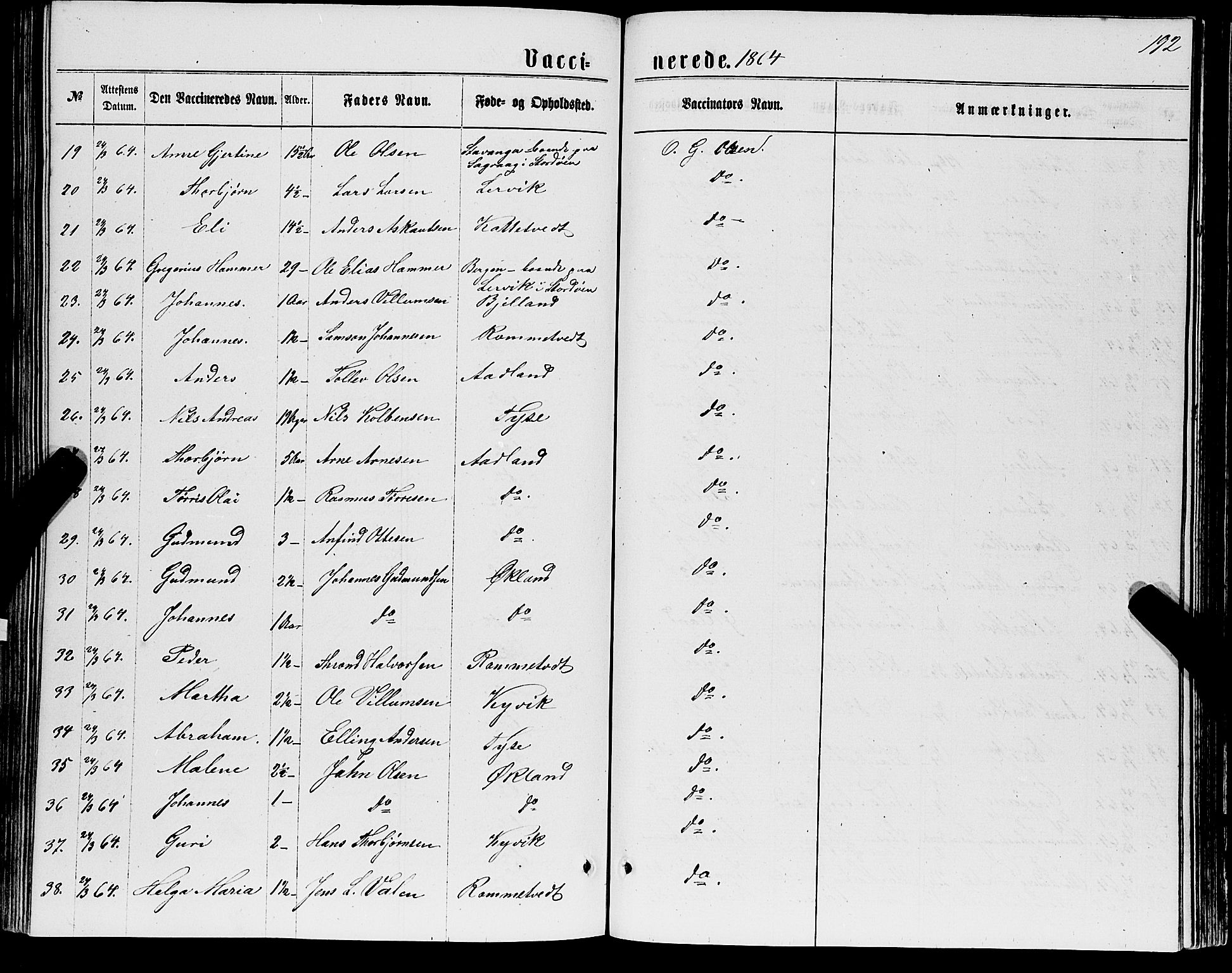 Stord sokneprestembete, AV/SAB-A-78201/H/Haa: Parish register (official) no. B 1, 1862-1877, p. 192