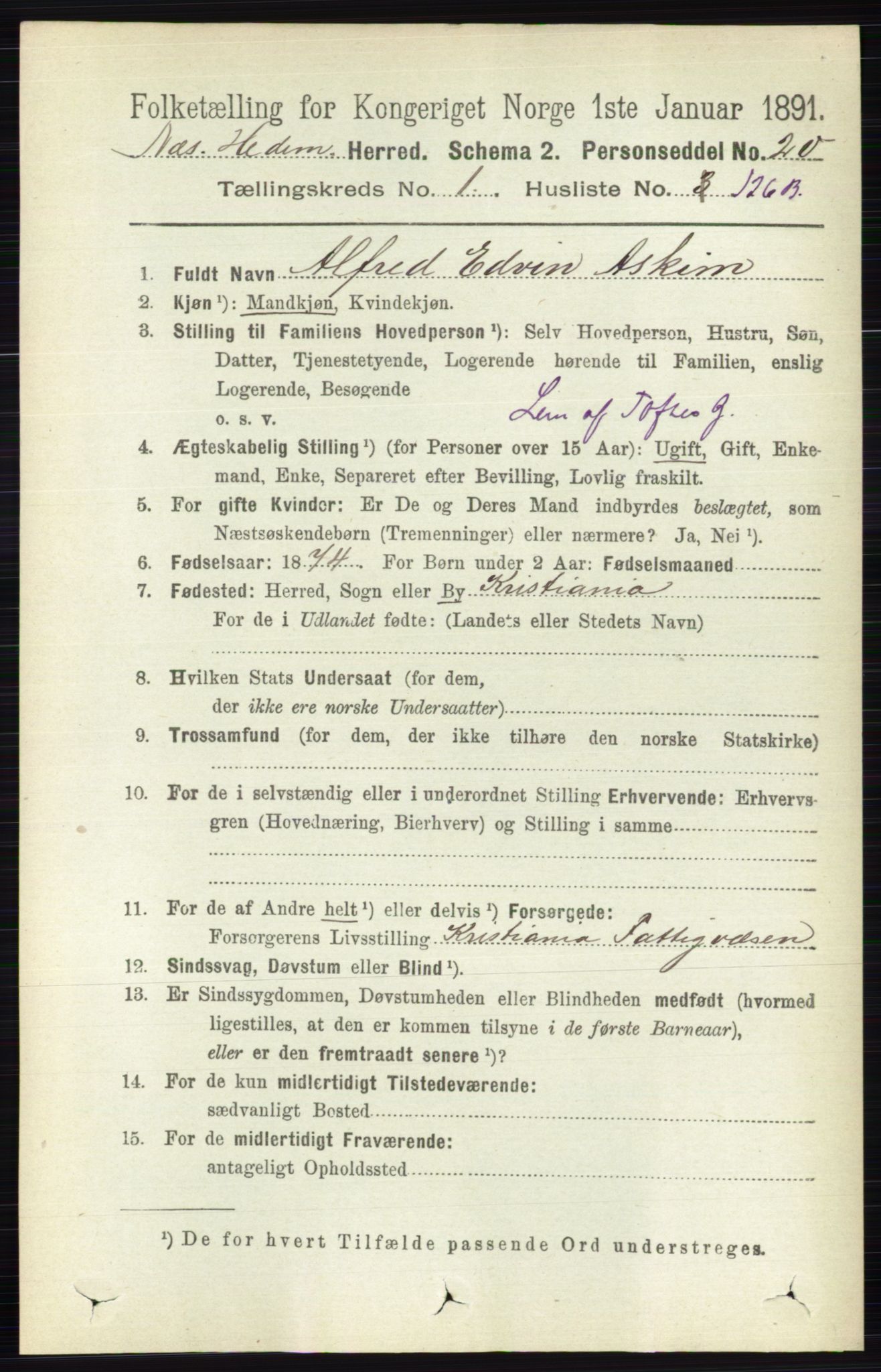 RA, 1891 census for 0411 Nes, 1891, p. 927