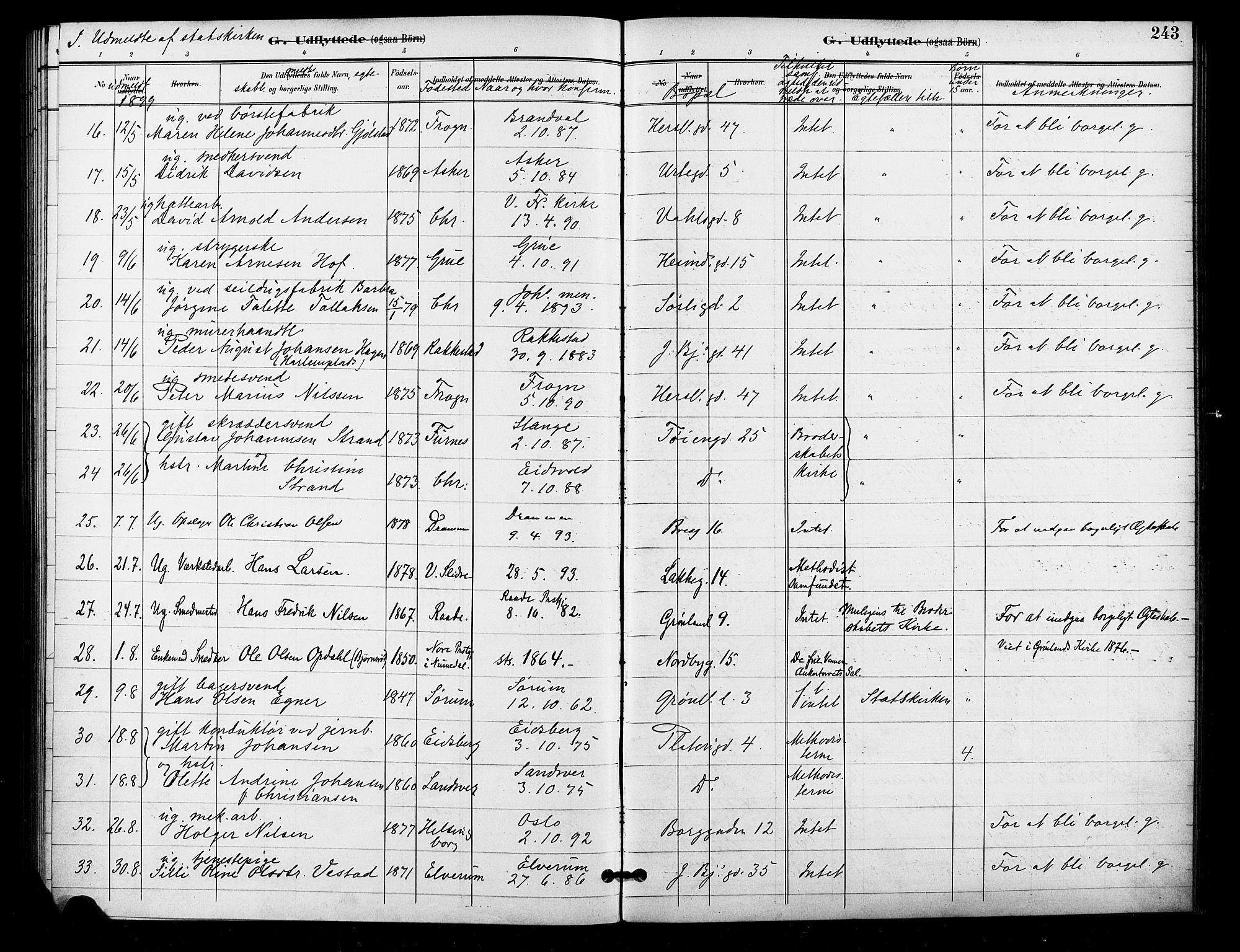 Grønland prestekontor Kirkebøker, SAO/A-10848/F/Fa/L0011: Parish register (official) no. 11, 1892-1907, p. 243
