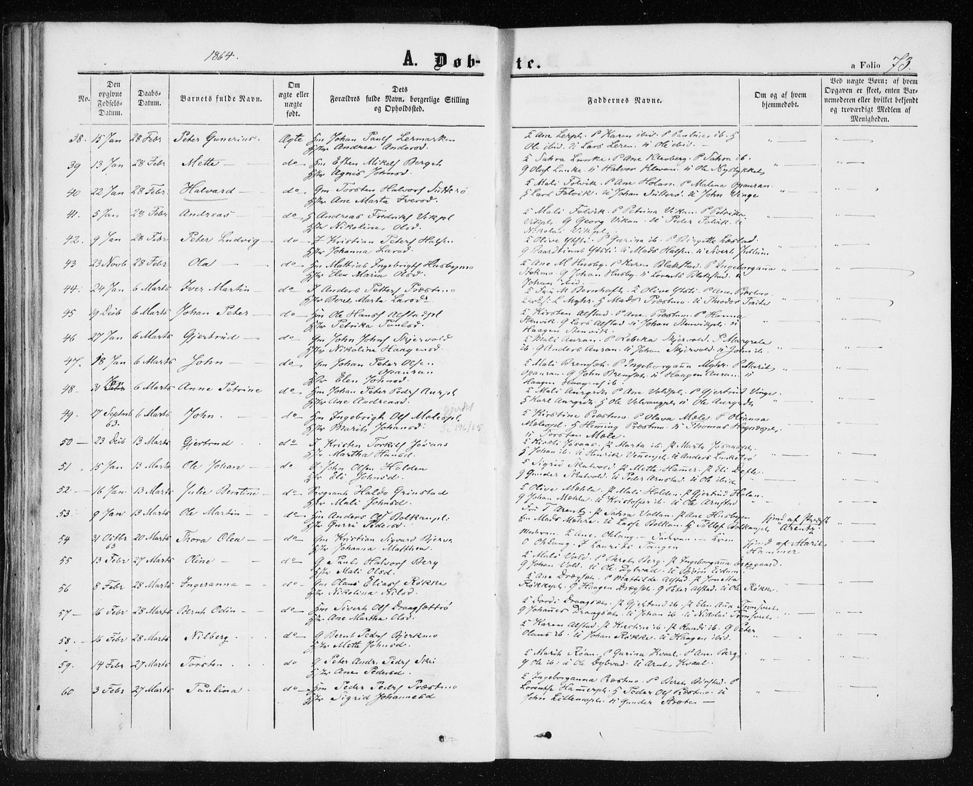 Ministerialprotokoller, klokkerbøker og fødselsregistre - Nord-Trøndelag, SAT/A-1458/709/L0075: Parish register (official) no. 709A15, 1859-1870, p. 73