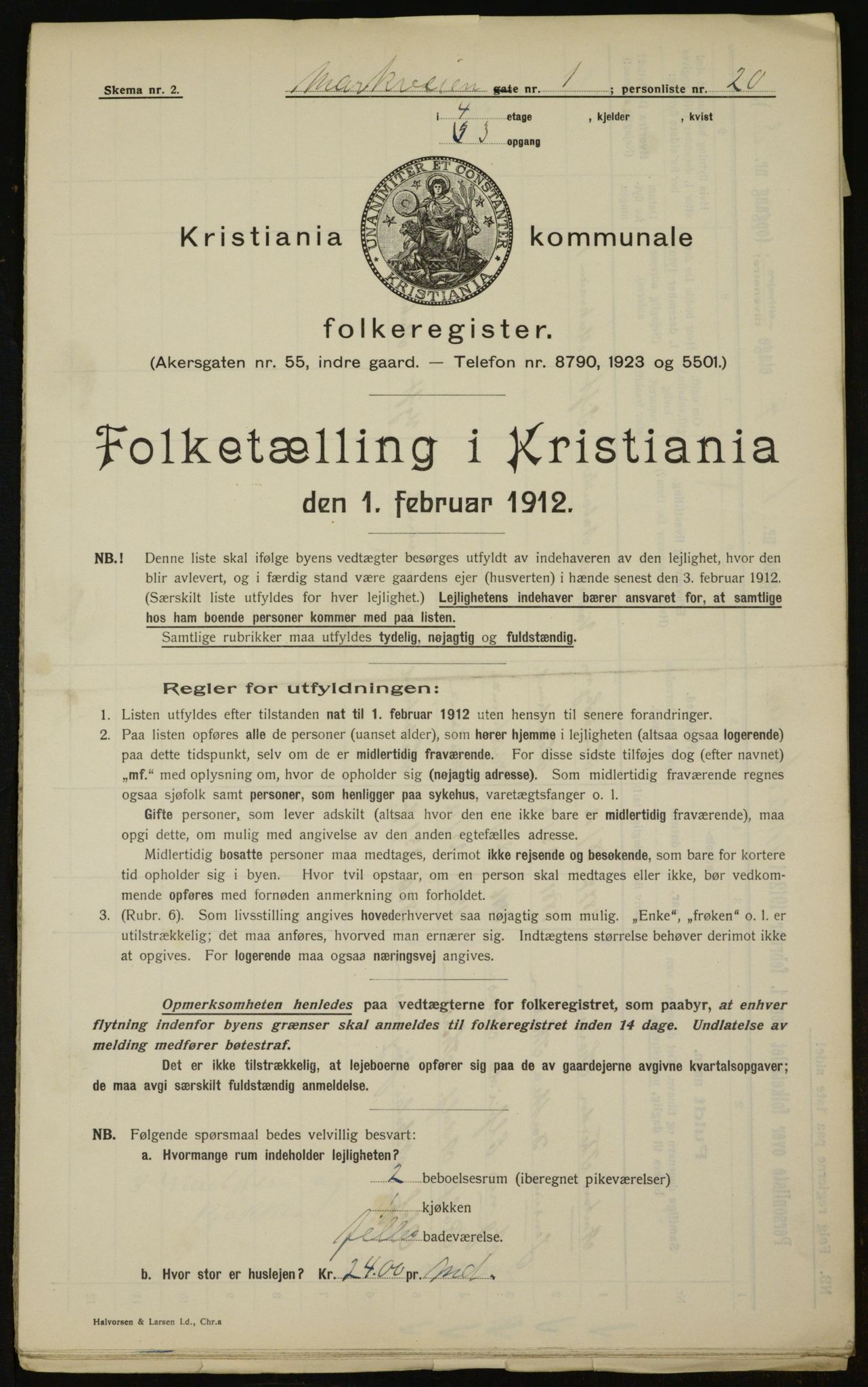 OBA, Municipal Census 1912 for Kristiania, 1912, p. 63362