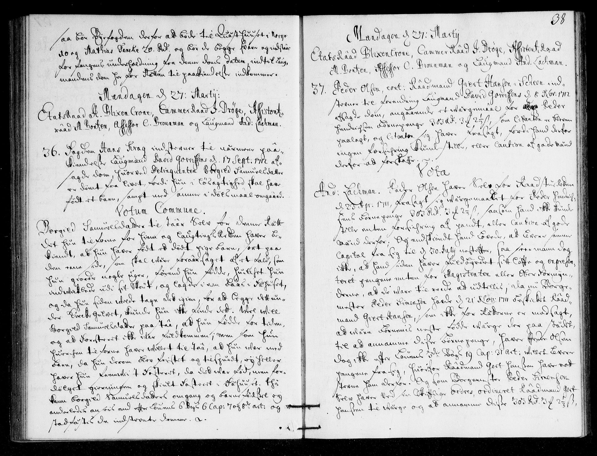 Overhoffretten 1667-1797, AV/RA-EA-2884/Ac/L0148: Voteringsprotokoll, 1713, p. 37b-38a