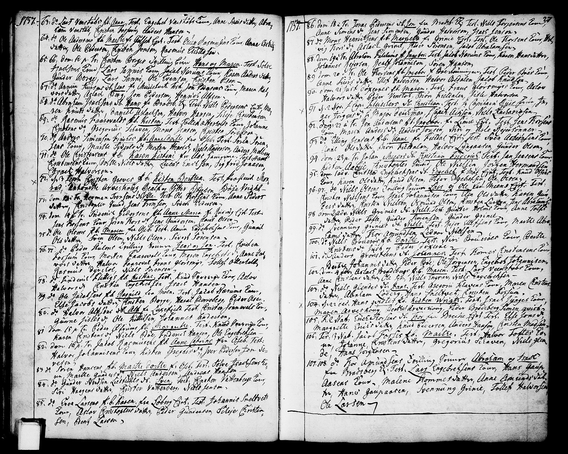 Gjerpen kirkebøker, SAKO/A-265/F/Fa/L0002: Parish register (official) no. I 2, 1747-1795, p. 27