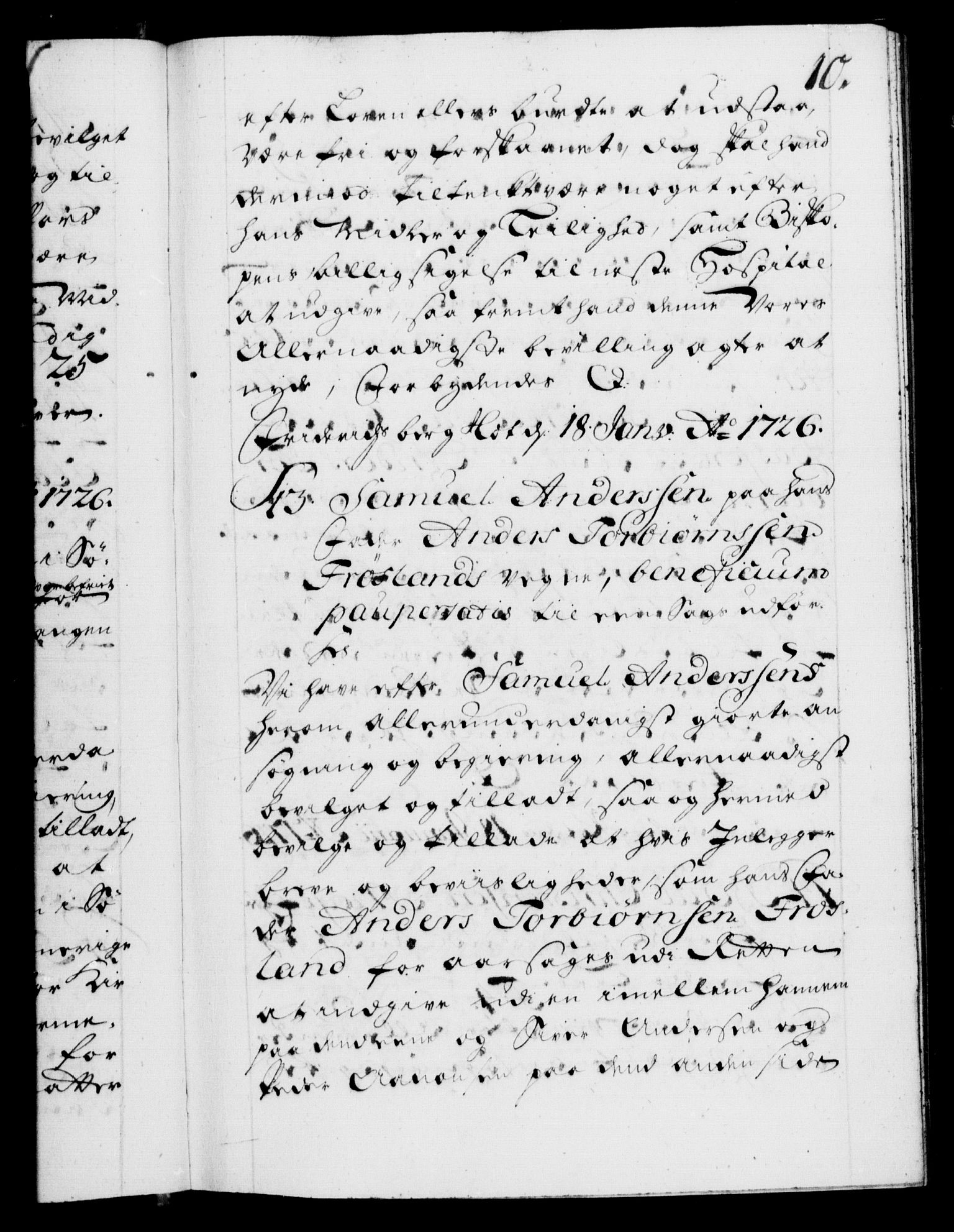 Danske Kanselli 1572-1799, AV/RA-EA-3023/F/Fc/Fca/Fcaa/L0025: Norske registre, 1726-1728, p. 10a