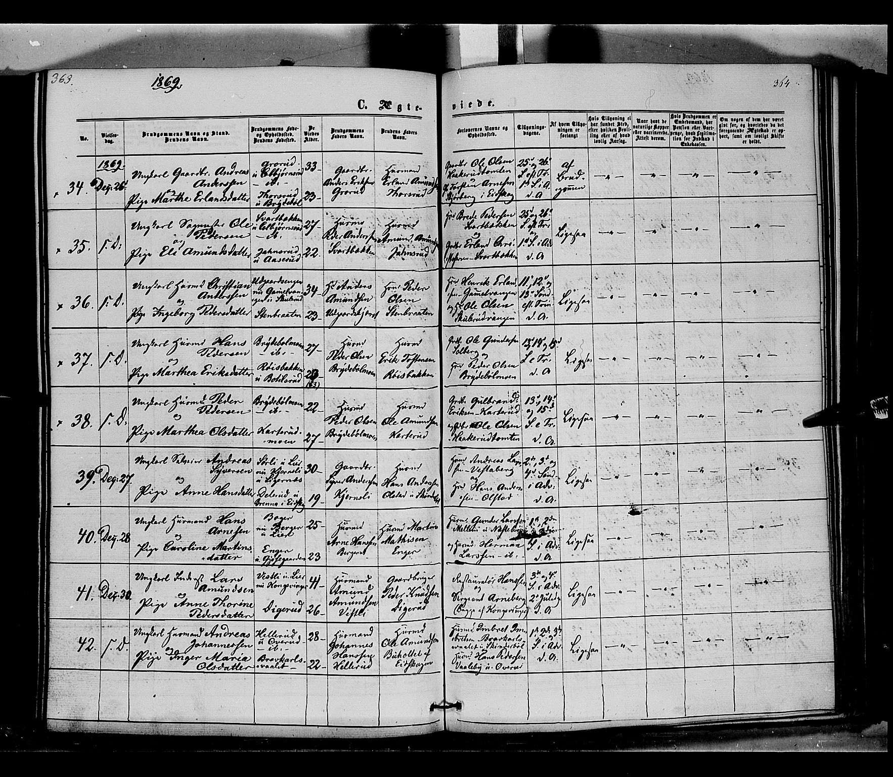 Vinger prestekontor, AV/SAH-PREST-024/H/Ha/Haa/L0011: Parish register (official) no. 11, 1862-1870, p. 364