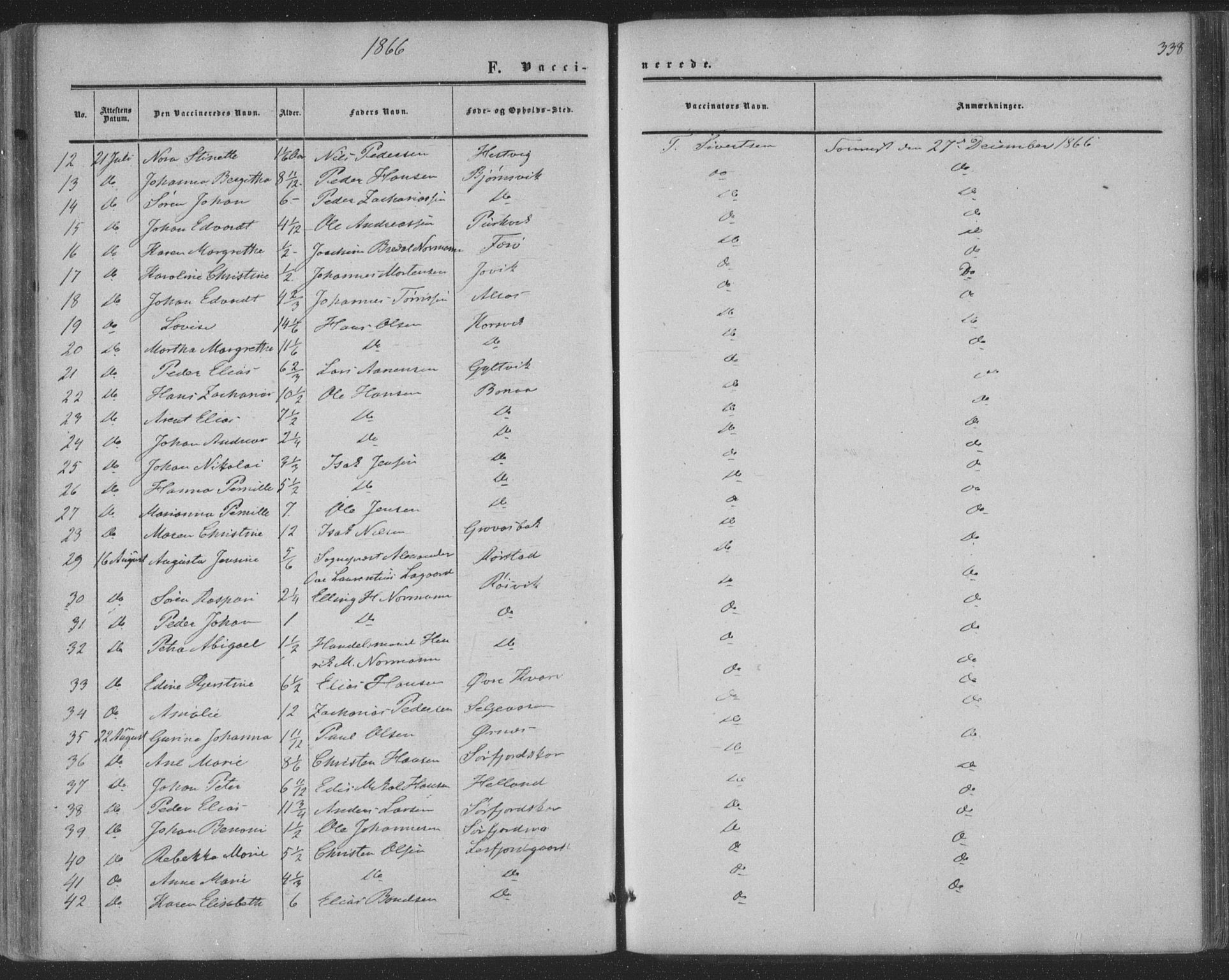 Ministerialprotokoller, klokkerbøker og fødselsregistre - Nordland, AV/SAT-A-1459/853/L0770: Parish register (official) no. 853A09, 1857-1870, p. 338