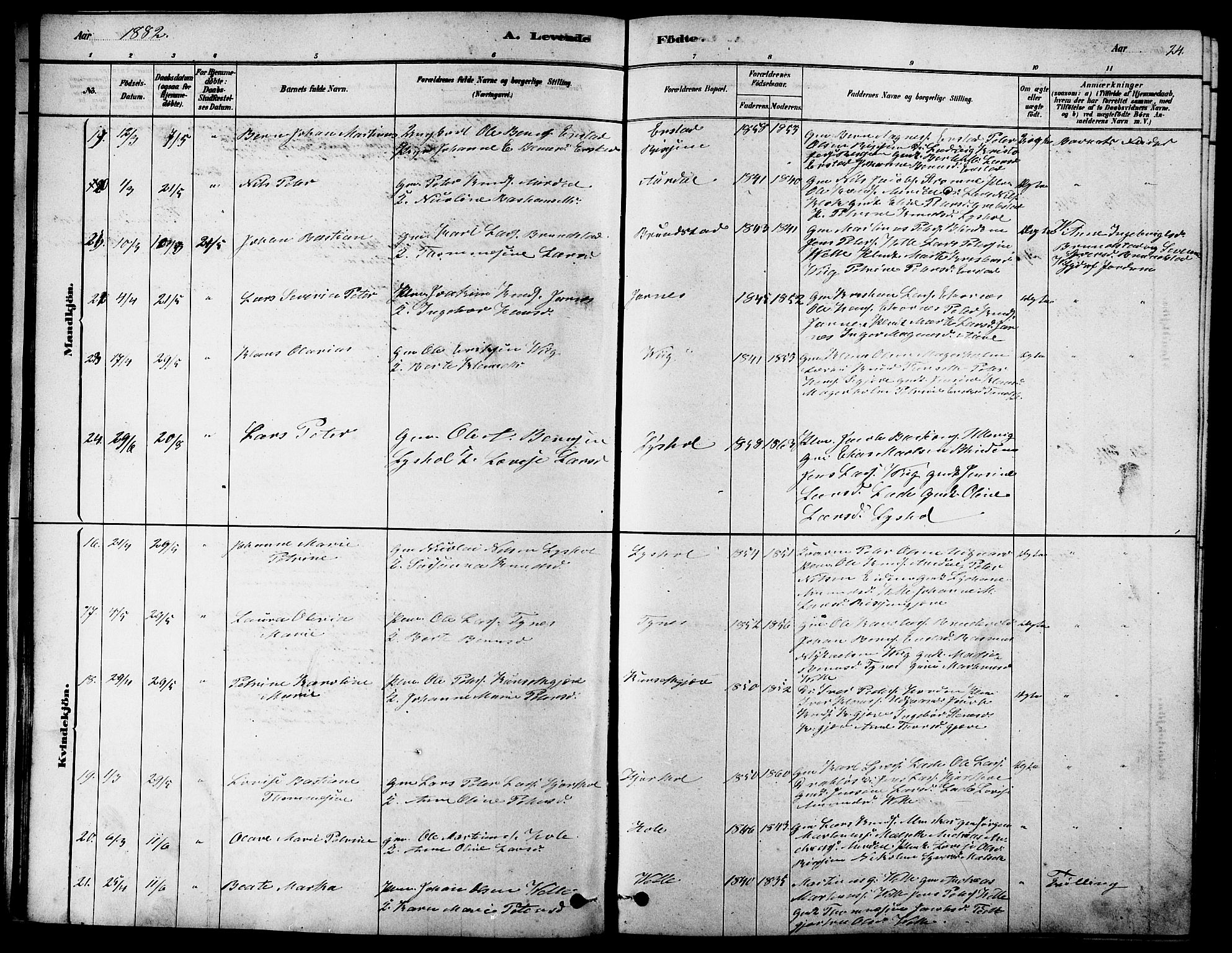 Ministerialprotokoller, klokkerbøker og fødselsregistre - Møre og Romsdal, AV/SAT-A-1454/523/L0339: Parish register (copy) no. 523C02, 1878-1891, p. 24