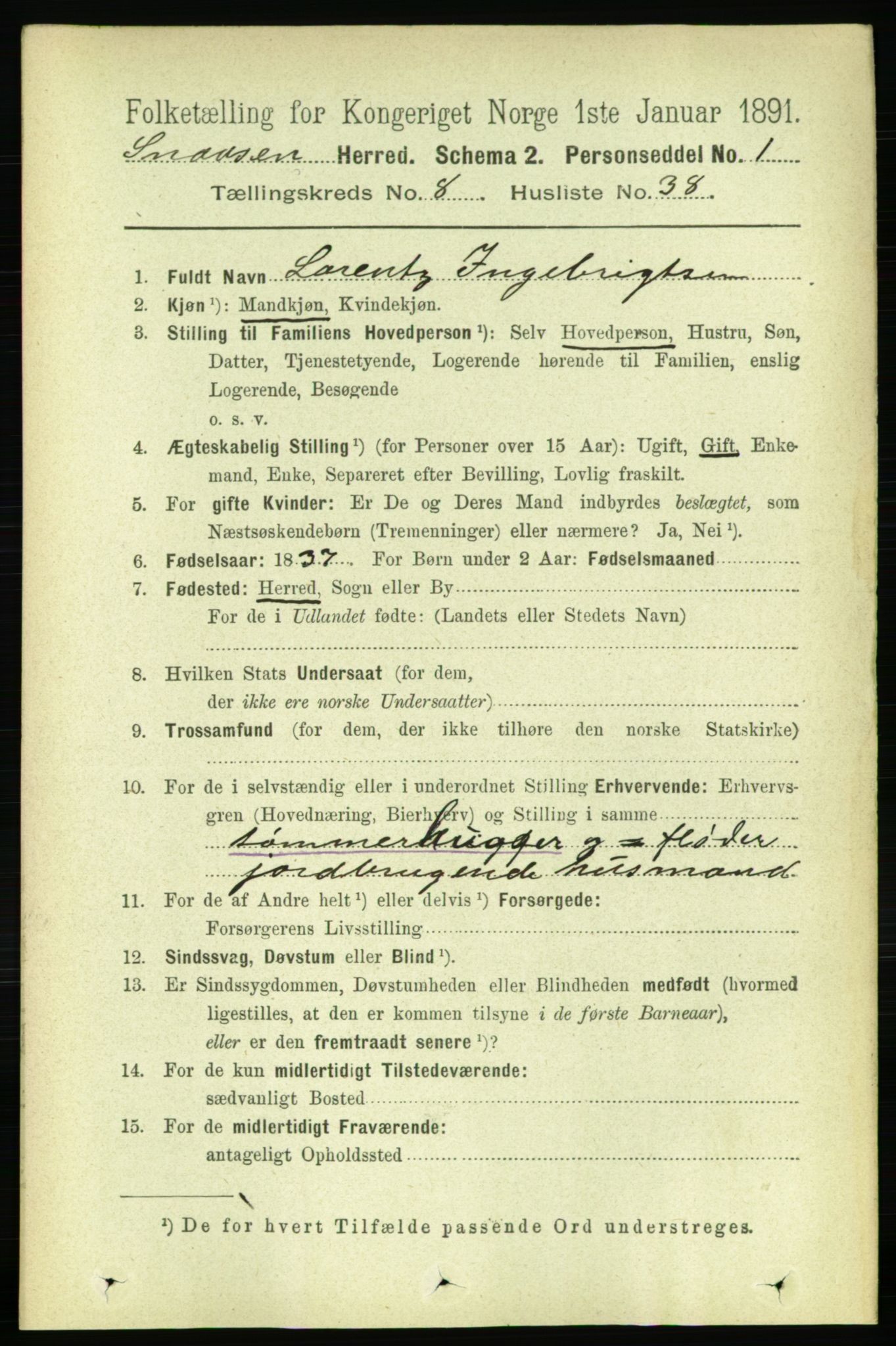 RA, 1891 census for 1736 Snåsa, 1891, p. 2937